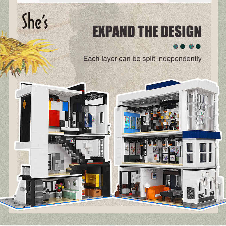 Mould King 16043 Art Gallery Showcase 3 Layer MOC Building Set - 3,536 Pieces for Adults & Teens | Creative Display Model for Home Decor, Office & Gift Ideas
