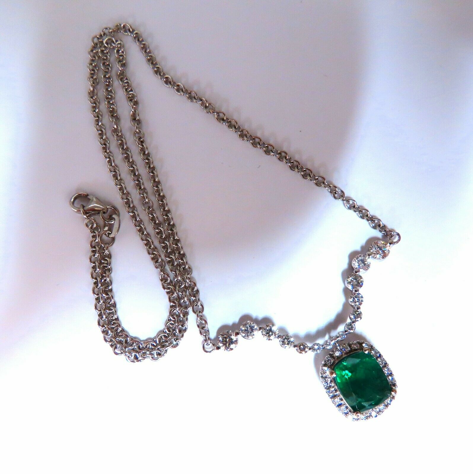 4.04 Carat Natural Emerald and Diamond Pendant Necklace in 14K Gold - Elegant Dangle Jewelry for Weddings, Parties & Special Occasions