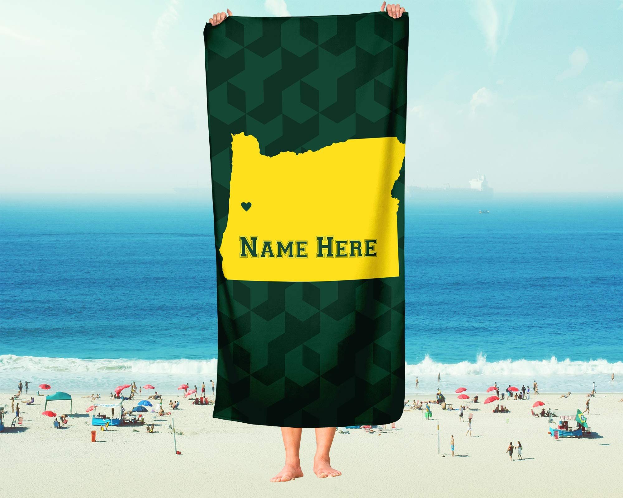 Custom State Pride Beach & Bath Towel - Personalized Oregon Eugene Design for Adults & Kids - Perfect for College Football, Basketball Fans - Great for Beach, Pool, Gym & Home Decor