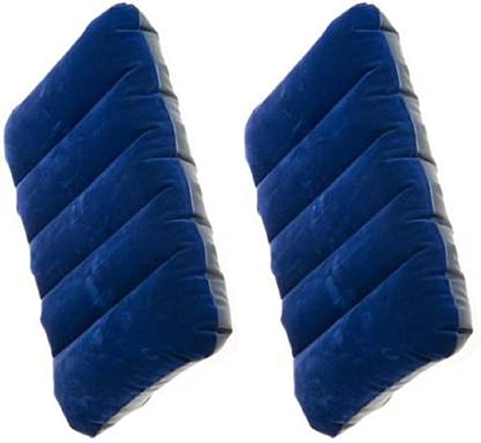 Inflatable Velvet Travel Neck Pillow for Airplane, Car, Camping - Ultra Soft & Comfortable Sleeping Support (Pack of 2, Blue) | Perfect for Long Flights, Road Trips & Outdoor Adventures
