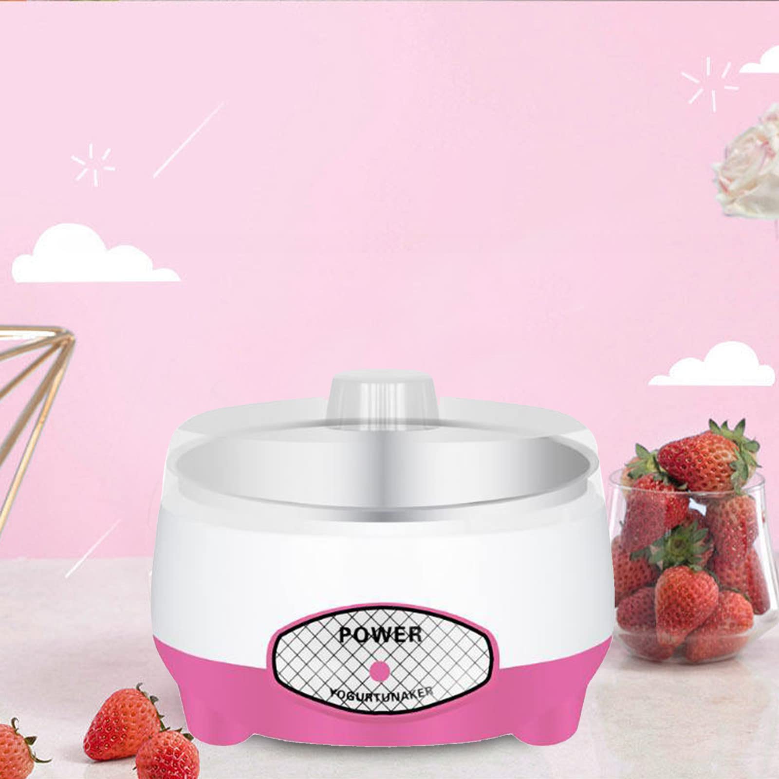 Premium Stainless Steel Electric Yogurt Maker - Portable Homemade Greek Yogurt, Cheese & Natto Machine - Perfect for Kitchen, Camping & Healthy Snacks