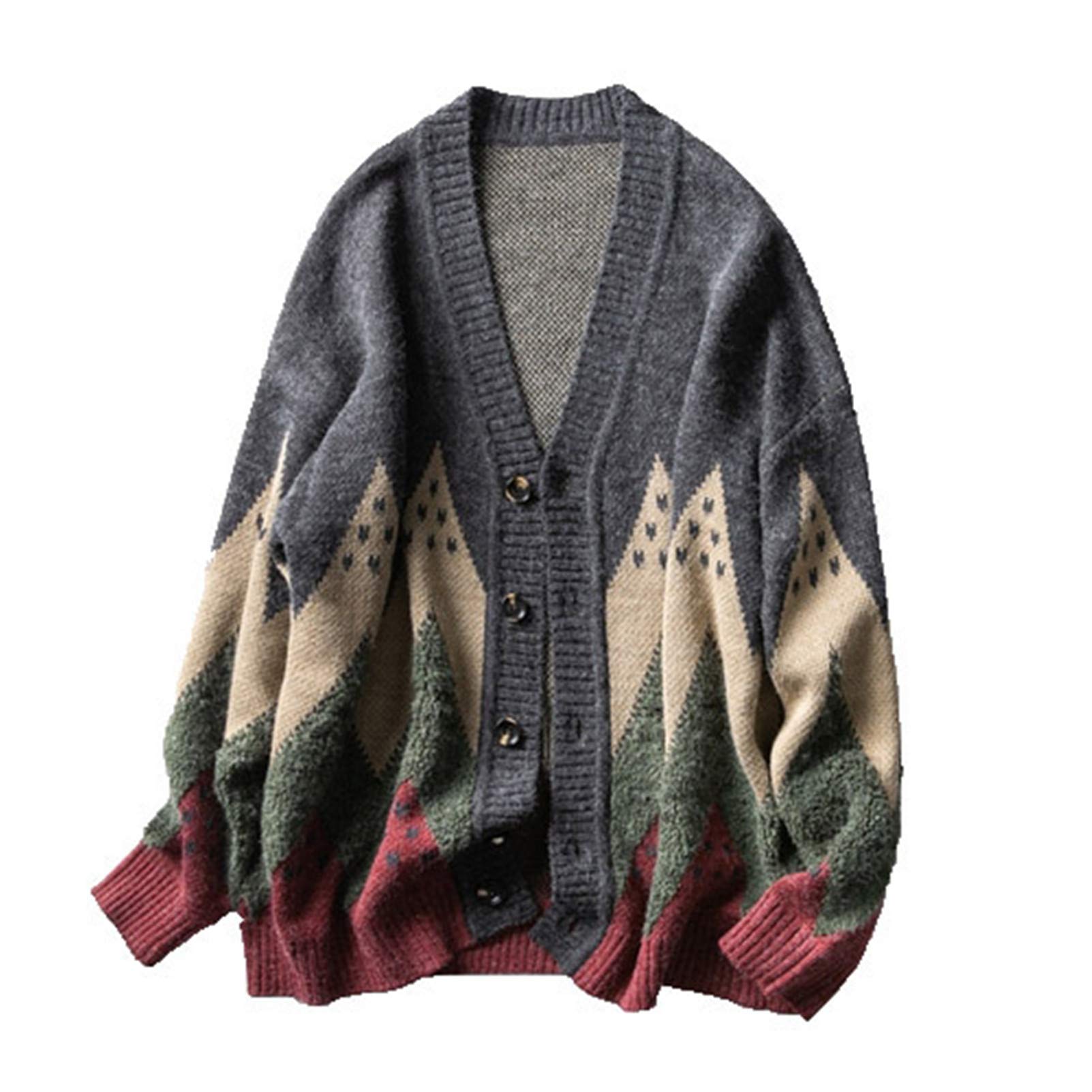 Men's Winter Fashion Knitted Sweater Cardigan - Harajuku Style Cozy Pullover for Casual Wear & Cold Weather Outfits