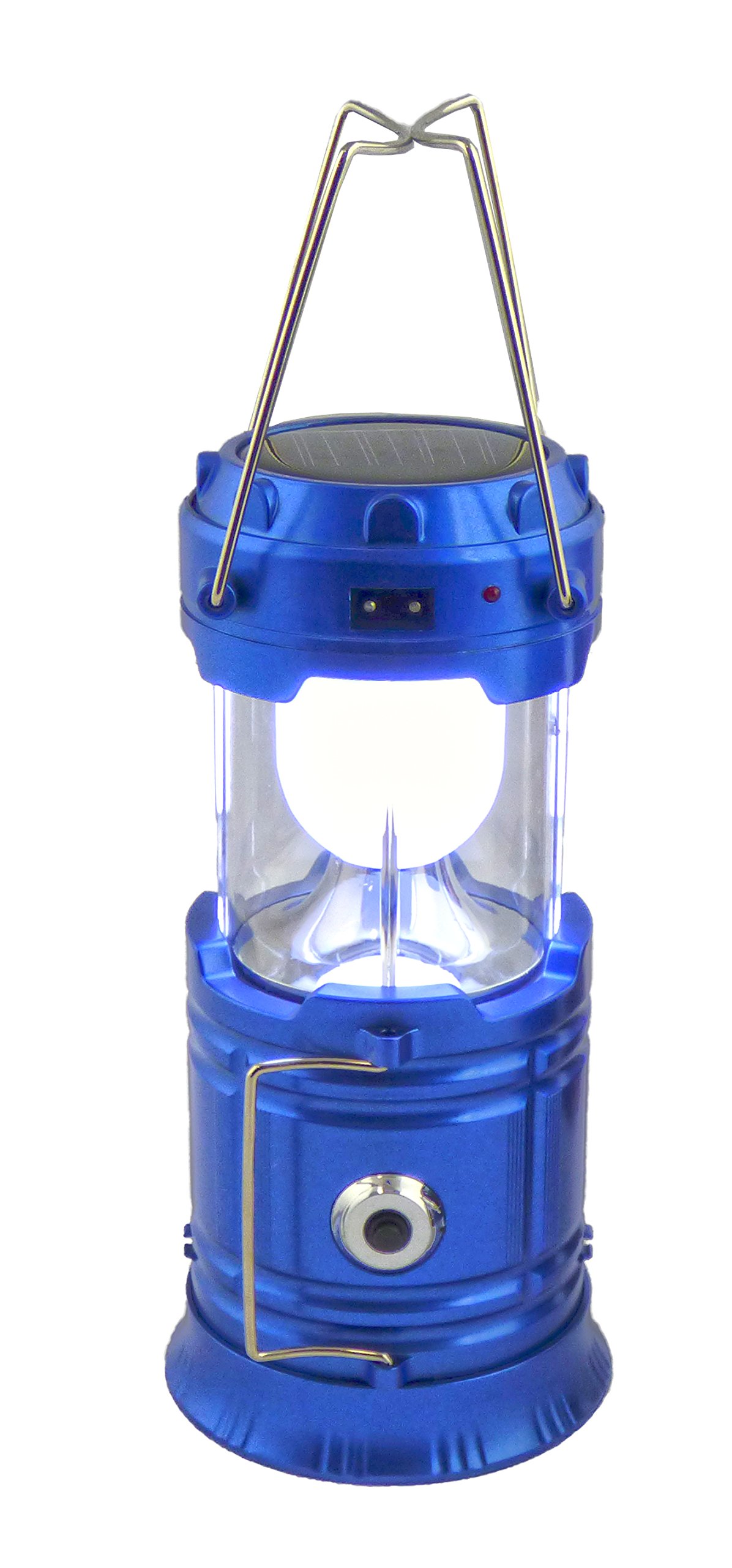 Ultra Bright Solar Rechargeable LED Collapsible Lantern - 2 Pack Waterproof Outdoor Flashlight for Camping, Hiking, Emergency & Power Outages (Blue)