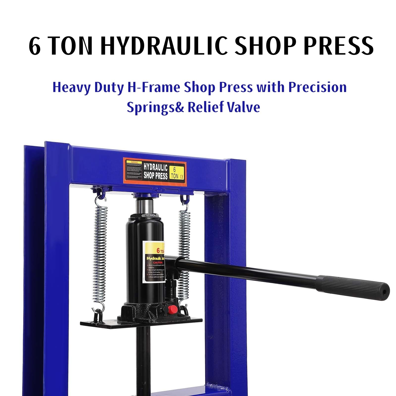 6 Ton H-Frame Hydraulic Shop Press with Adjustable Height & 2 Steel Press Plates - Heavy Duty Metal Bending, Bearing Removal, and Auto Repair Tool for Home Garage & Workshop