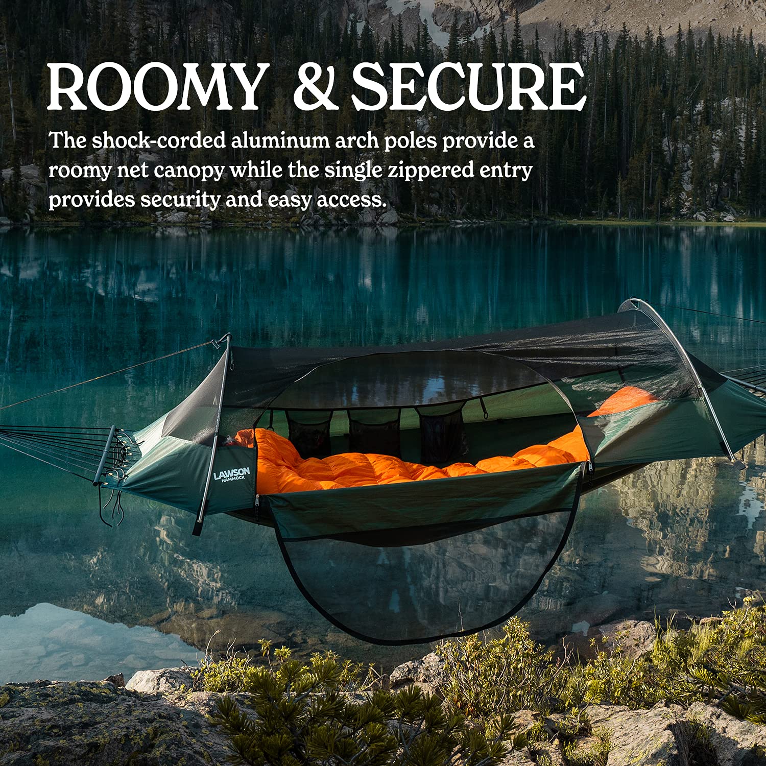 Lawson Hammock Blue Ridge Camping Hammock - Portable Lightweight 2-in-1 Hammock Tent for Backpacking, Hiking & Outdoor Adventures - Perfect for Camping, Backyard Relaxation & Travel