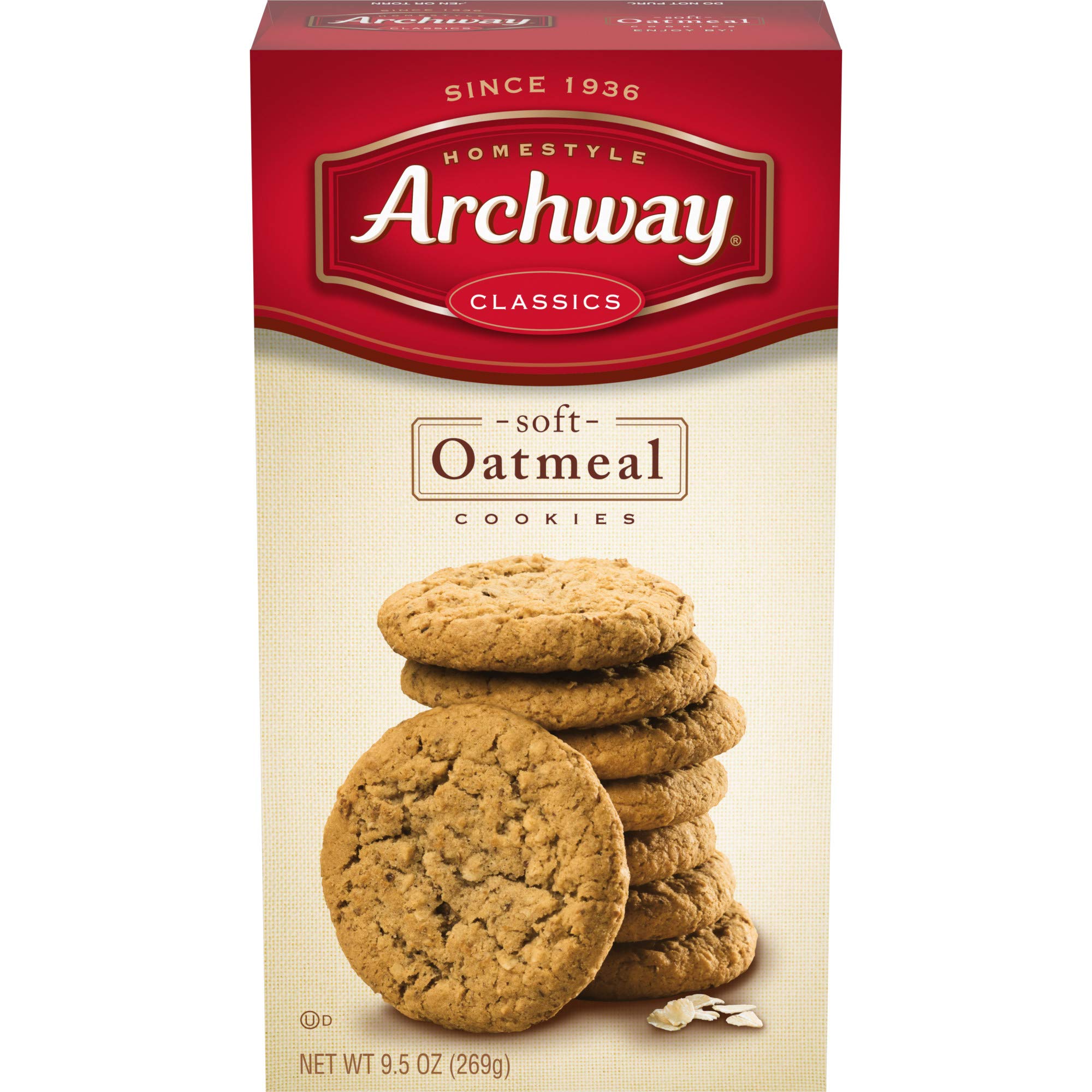 Archway Oatmeal Cookies - 10 Oz (Pack of 12) | Soft & Chewy Homemade Style Cookies | Perfect for Snacking, Lunchboxes & Family Gatherings