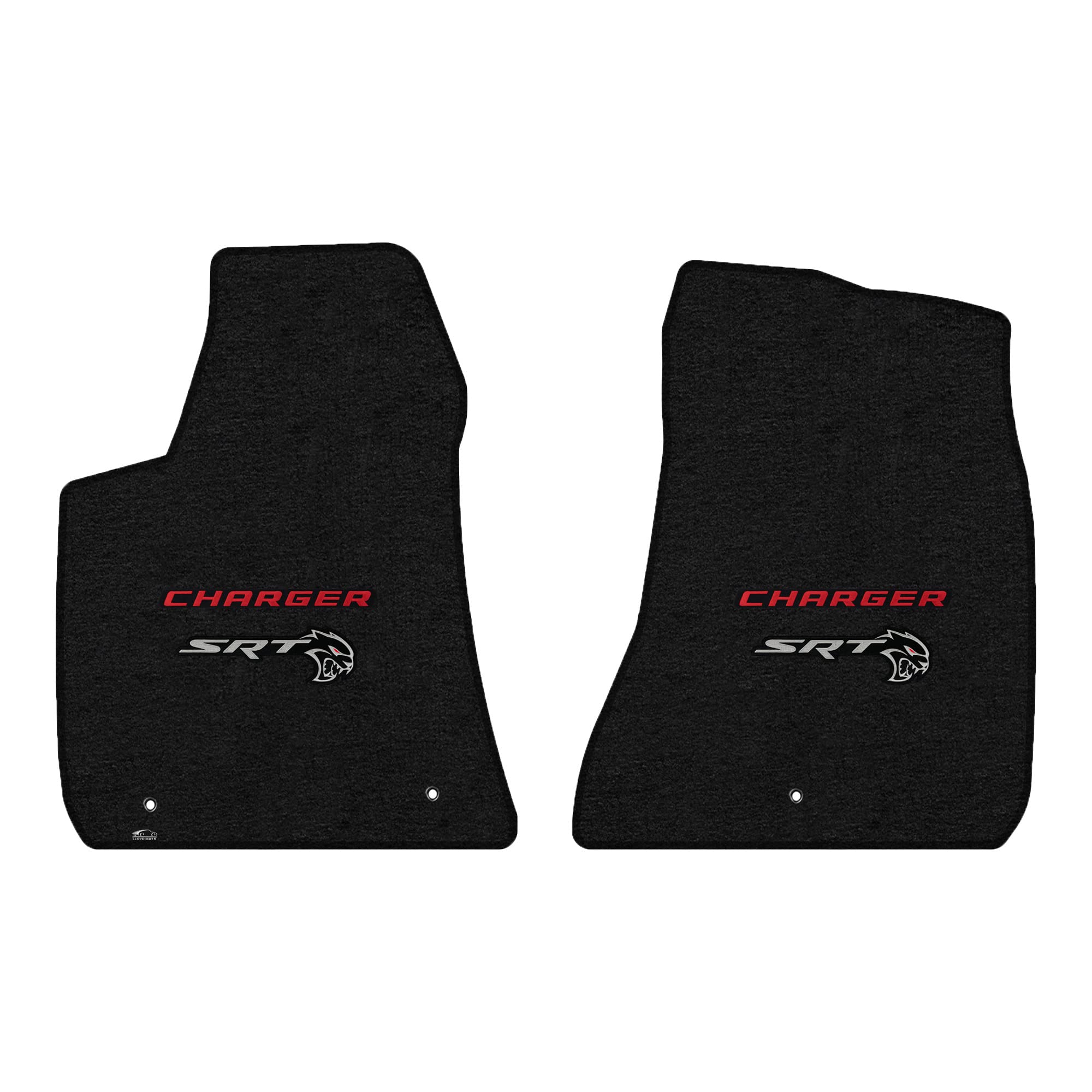 Premium Custom-Fit Carpet Floor Mats for 2021+ Dodge Charger RWD | Luxury Car Floor Liners with Red Charger & Hellcat Logo (Charcoal, 2-Piece Front Set) - Perfect for Daily Driving & Car Shows