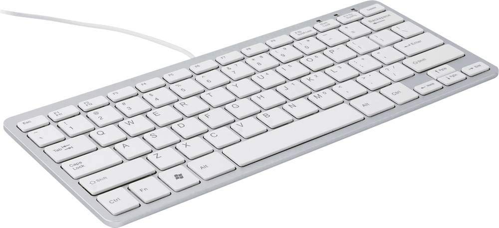 R-Go Compact Wired Keyboard - QWERTY UK Layout (White) | Ergonomic Design for Office, Gaming & Home Use