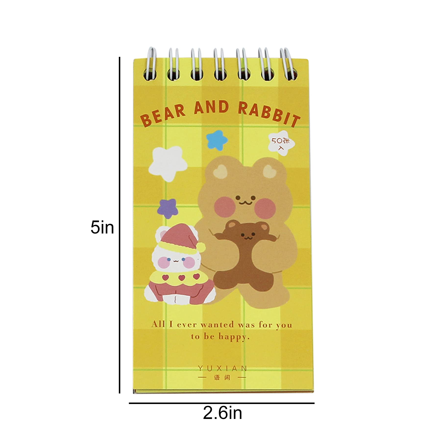 ANKOMINA 50 Sheets Cute Bear Stickers Spiral Notebook - Adorable Cartoon Animal Decals for DIY Crafts, Journaling, Scrapbooking | Perfect for Laptops, Phones, Luggage & Water Bottles - Kawaii Korean Stationery Gift