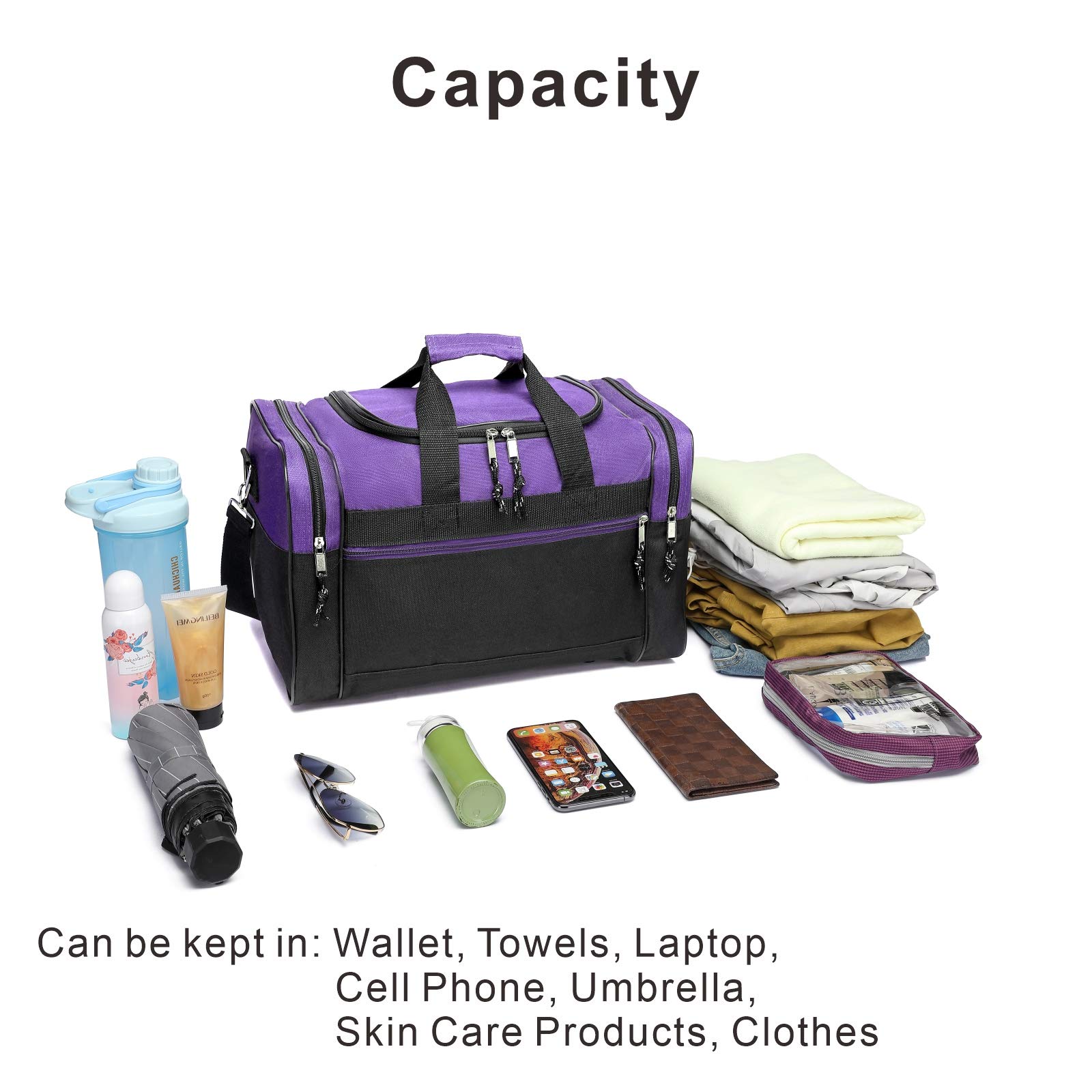 16 Inch Duffle Bag for Travel, Gym & Sports - Adjustable Strap Weekender Overnight Bag for Men & Women | Perfect Carry-On for Workouts, Weekend Getaways & Business Trips