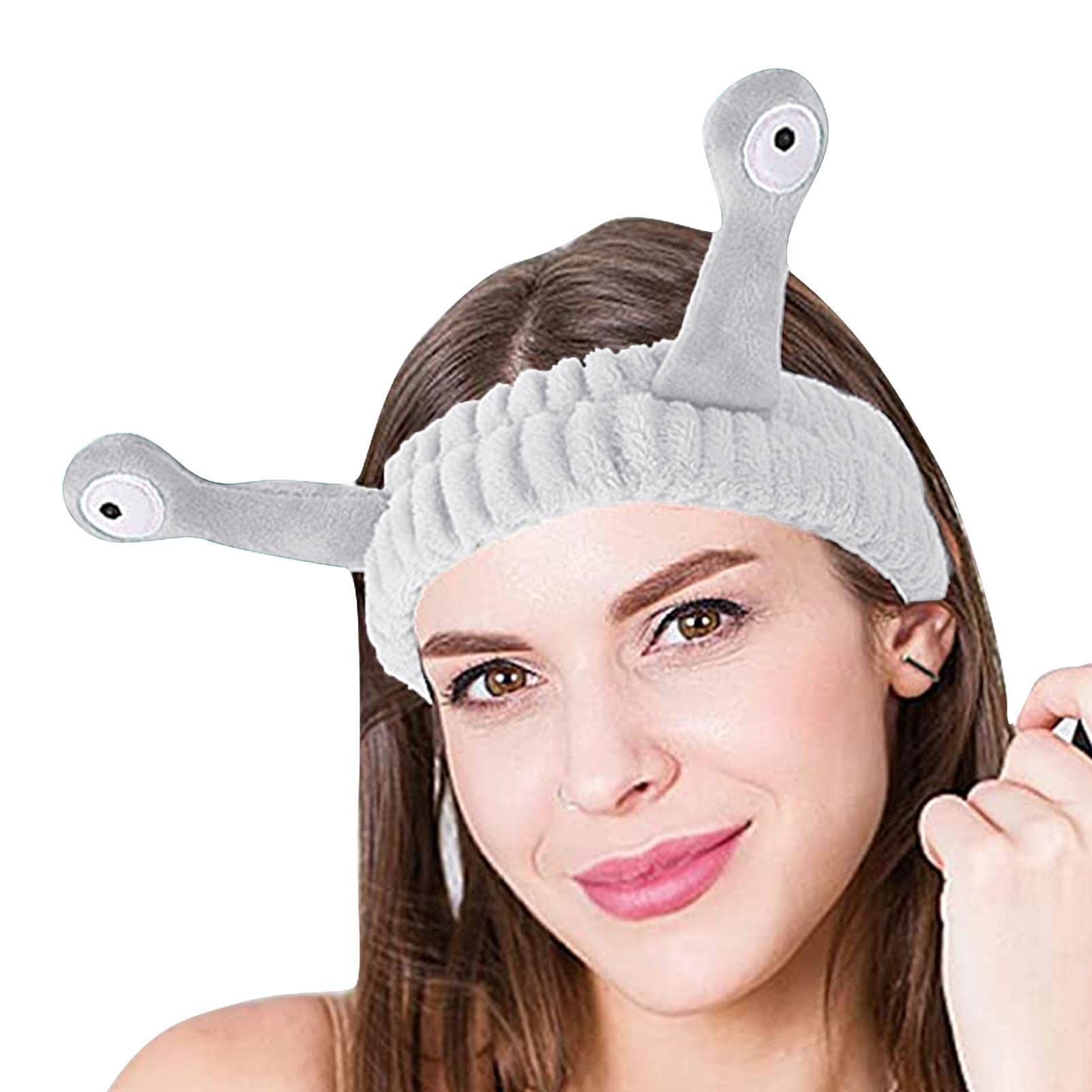 Snail Spa Face Wash Headband - Cute Coral Fleece Elastic Hair Band for Women, Makeup & Exercise - Soft & Comfortable Hair Accessories for Skincare, Spa, Gym & Daily Use