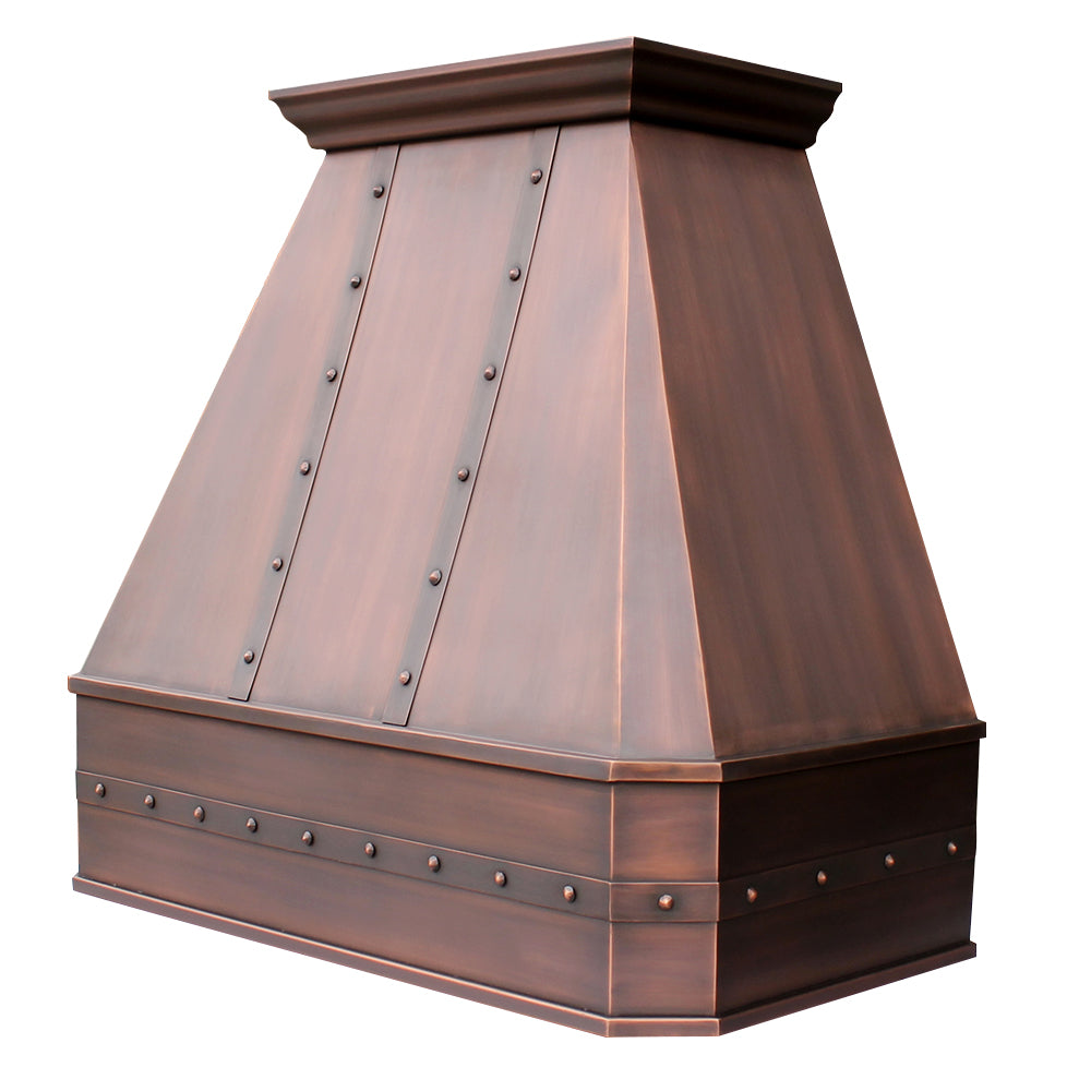 Custom Copper Kitchen Hood - RHM Tapered Wall Mounted Range Hood CT VH14TR | Modern Ventilation for Home Kitchens | Perfect for Contemporary & Rustic Decor
