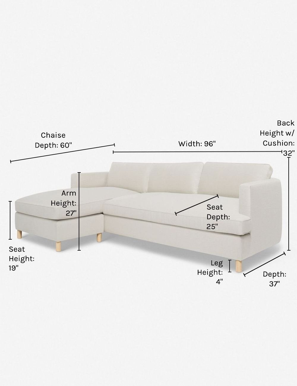 Belton Sectional Sofa by Ginny Macdonald - Modern L-Shaped Couch for Living Room, Family Room & Lounge | Comfortable Fabric Upholstery