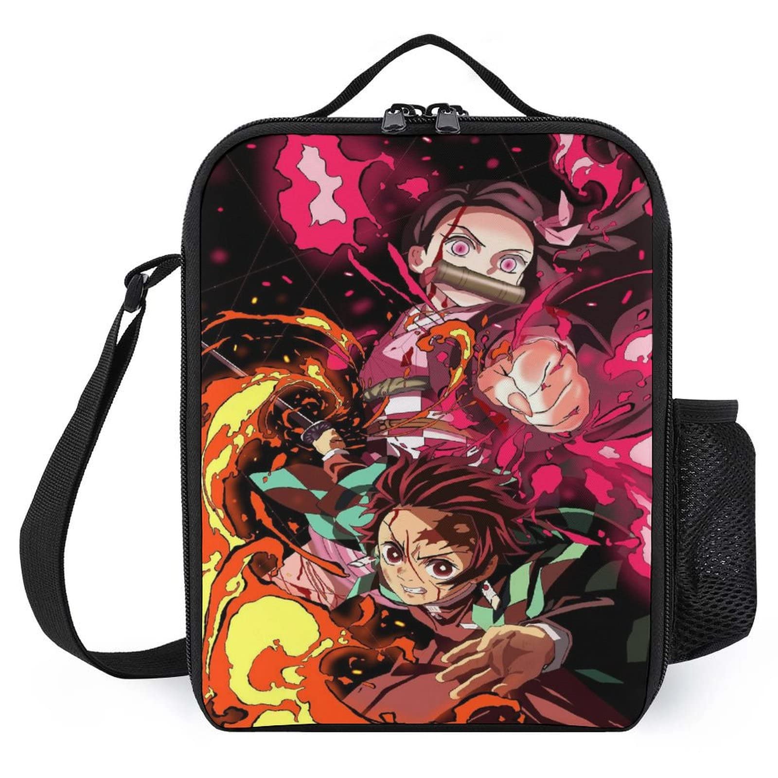 Anime Insulated Lunch Bag - Reusable & Portable Lunch Box Tote with Side Pocket for Men & Women - Perfect for Work, School, Picnic & Travel (25x20x8cm)