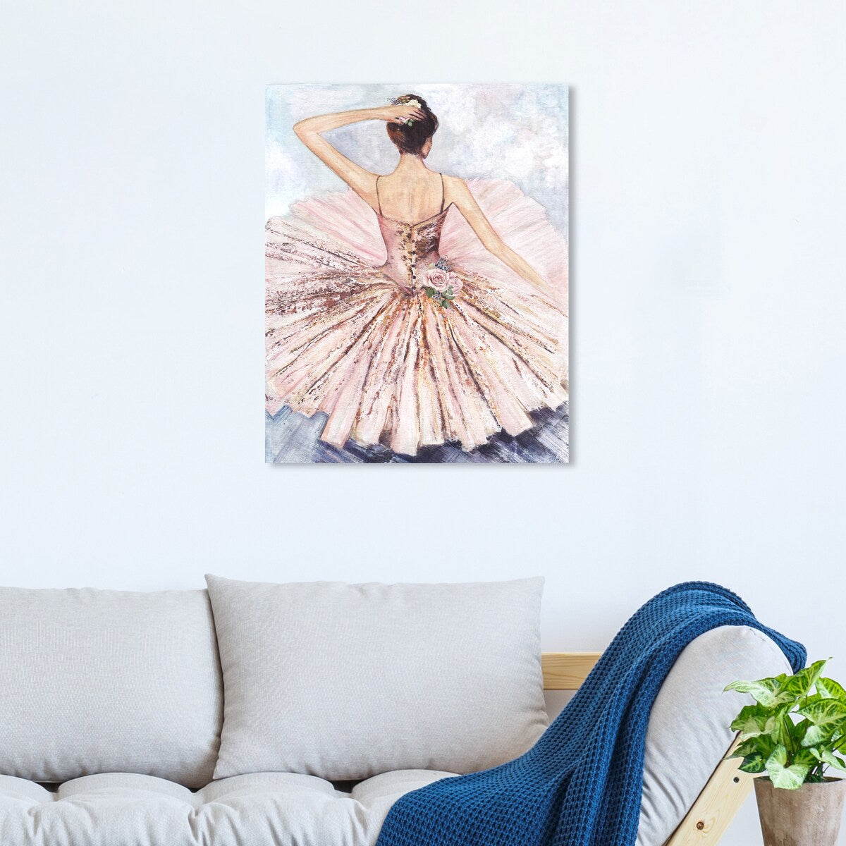 Ballet Dancer Tutu Glam Pink Roses Canvas Wall Art Print - Elegant Home Decor for Living Room, Bedroom & Nursery - Perfect Gift for Ballet Lovers & Dance Enthusiasts