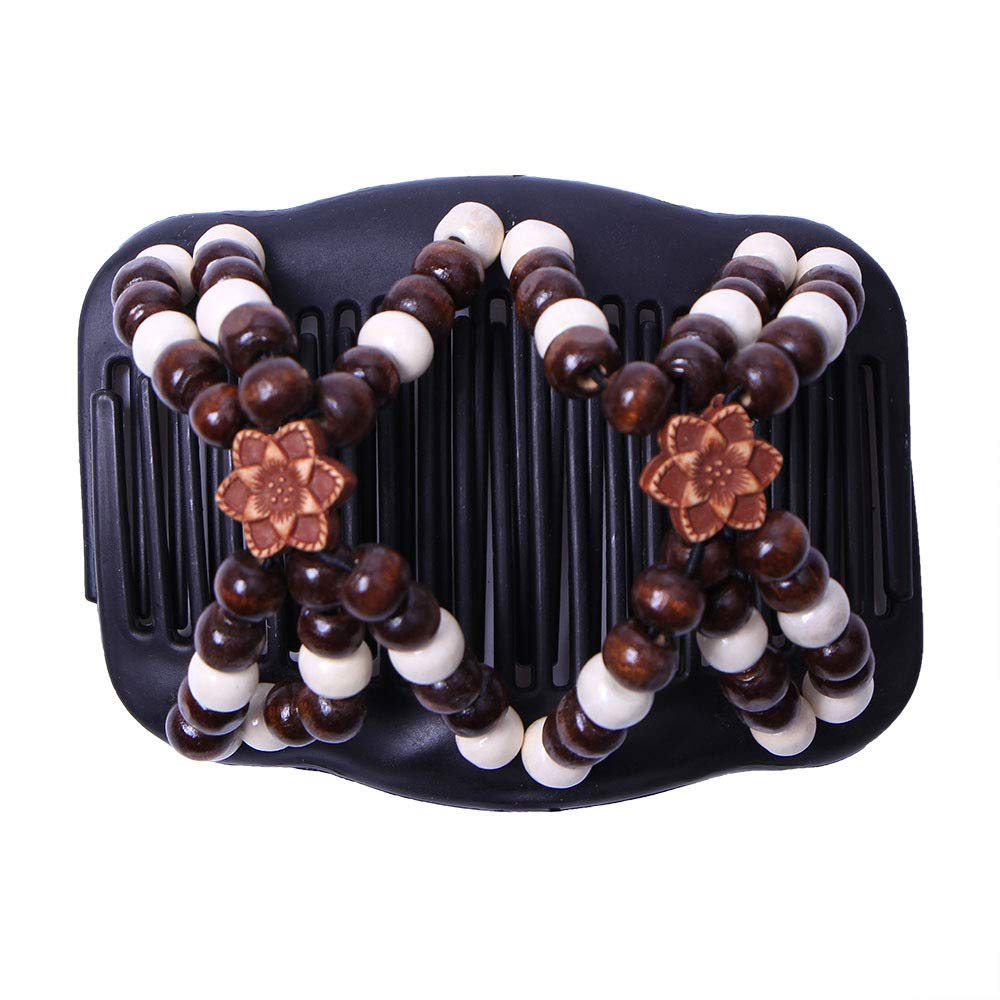 Vintage Wooden Double-Sided Hair Comb - Retro Magic Styling Comb for Women & Girls (Small Flower Design) | Perfect for Updos, Braids & Everyday Hairstyles
