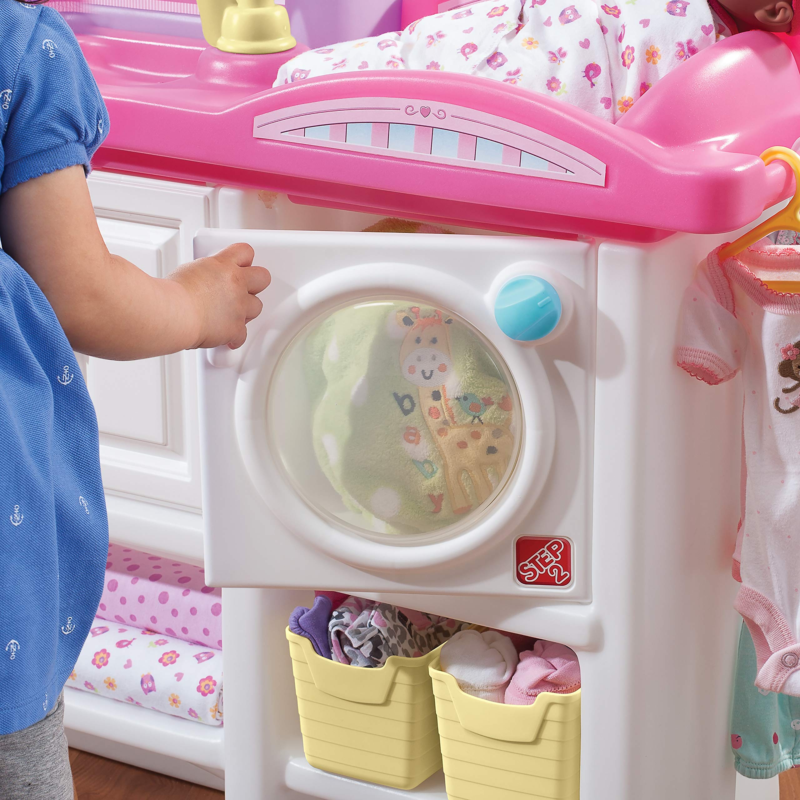 Step2 Love & Care Deluxe Baby Doll Nursery Playset for Toddlers 2-6 Years - Compact Doll Changing Station & Crib with Toy Accessories, Durable Plastic Kids Pretend Play Set (Pink) - Perfect for Imaginative Play, Role-Playing & Early Childhood Development