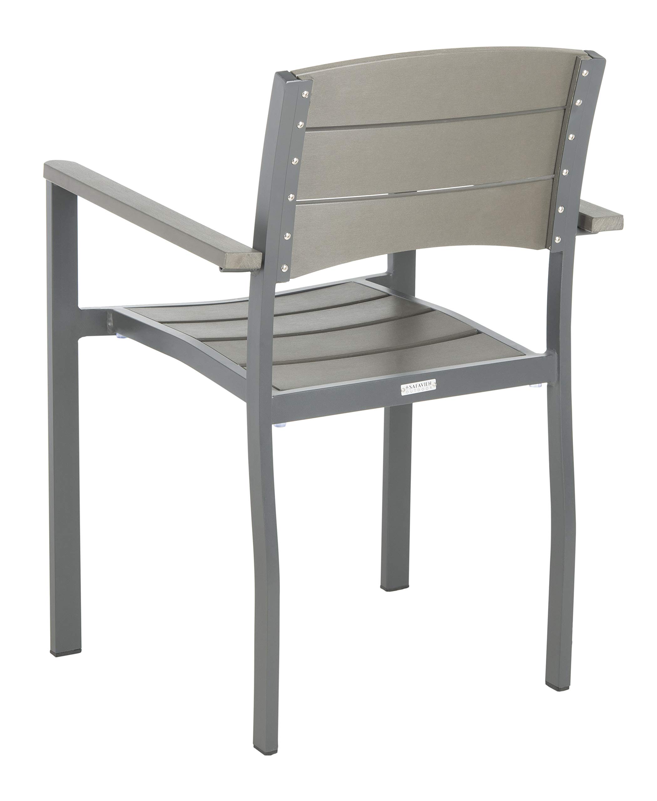 SAFAVIEH Gerhardt Grey Outdoor Stackable Chairs (Set of 2) - Weather-Resistant Patio Dining Chairs for Garden, Poolside & Backyard