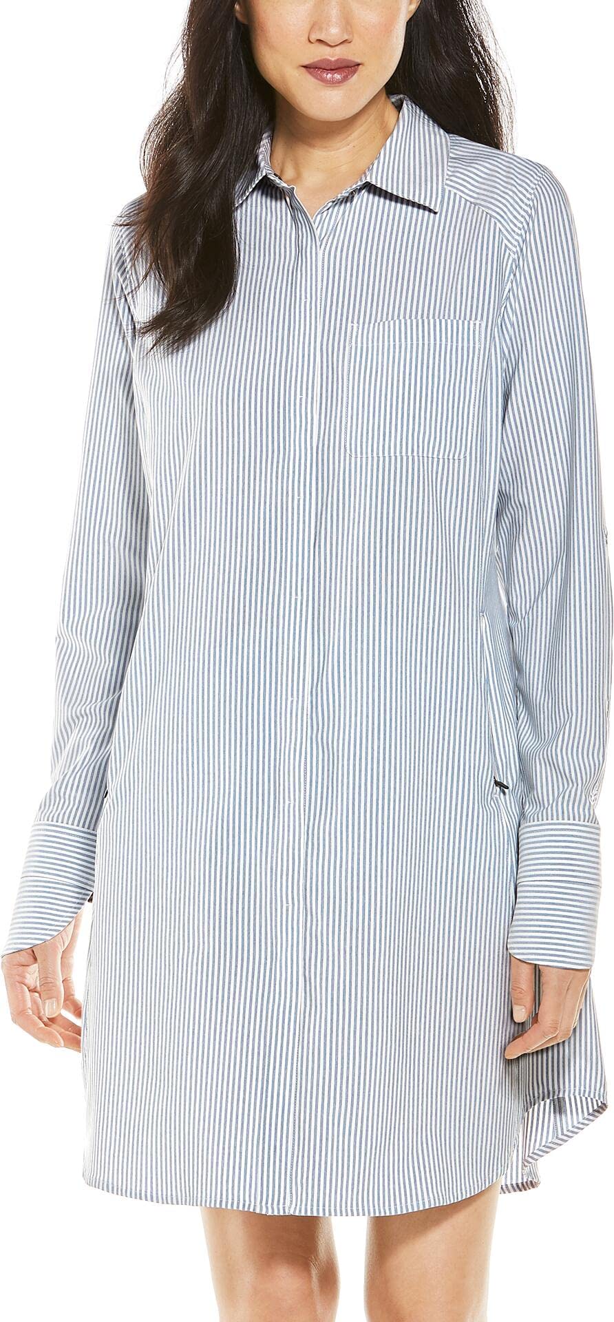 Coolibar UPF 50+ Women's Malta Travel Shirt Dress - Sun Protective, Lightweight & Breathable Summer Dress for Beach, Vacation & Outdoor Activities