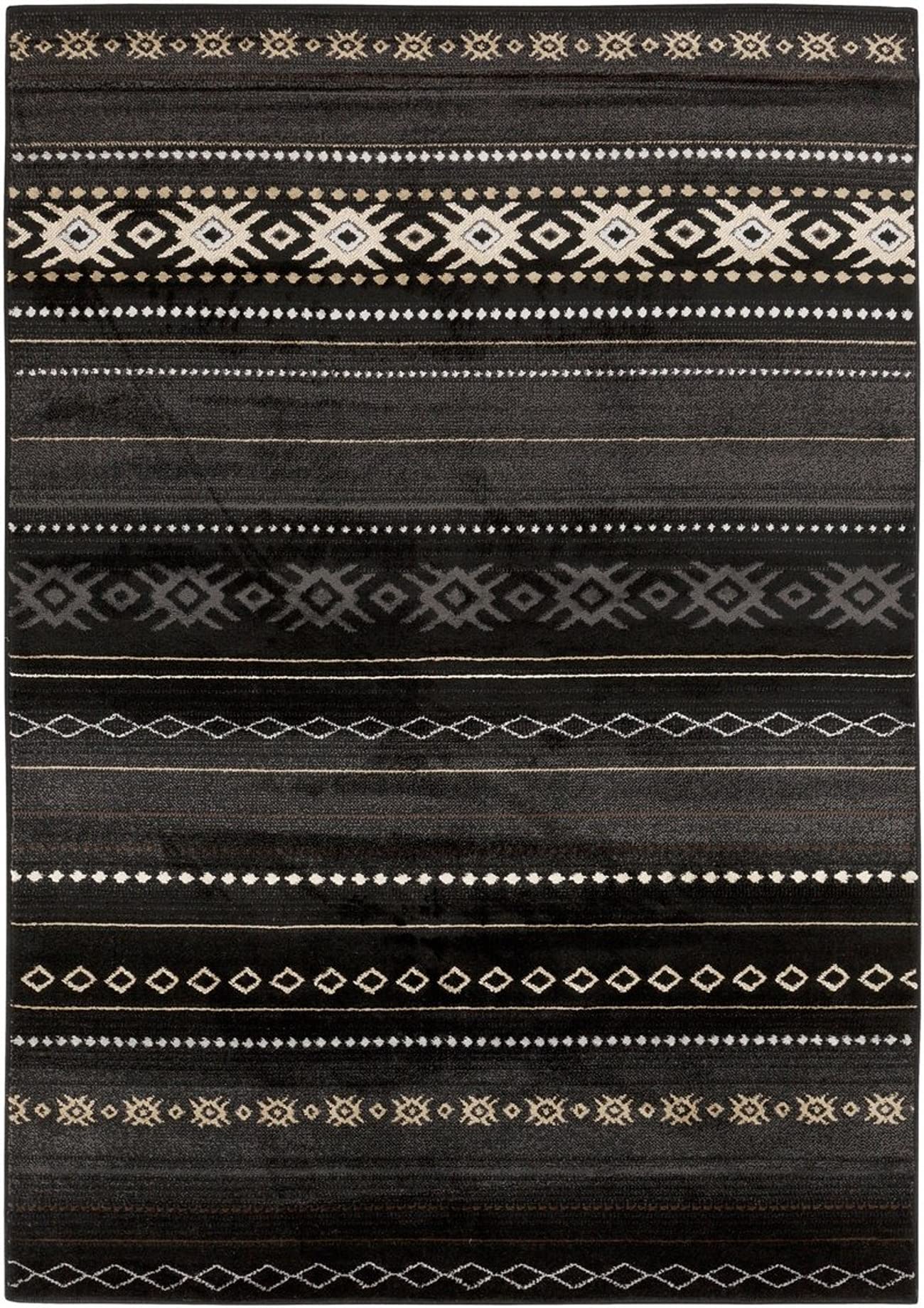 Mark&Day 7x9 Creston Rustic Black Area Rug - Soft Black Beige Carpet for Living Room, Bedroom, Kitchen - 6'7