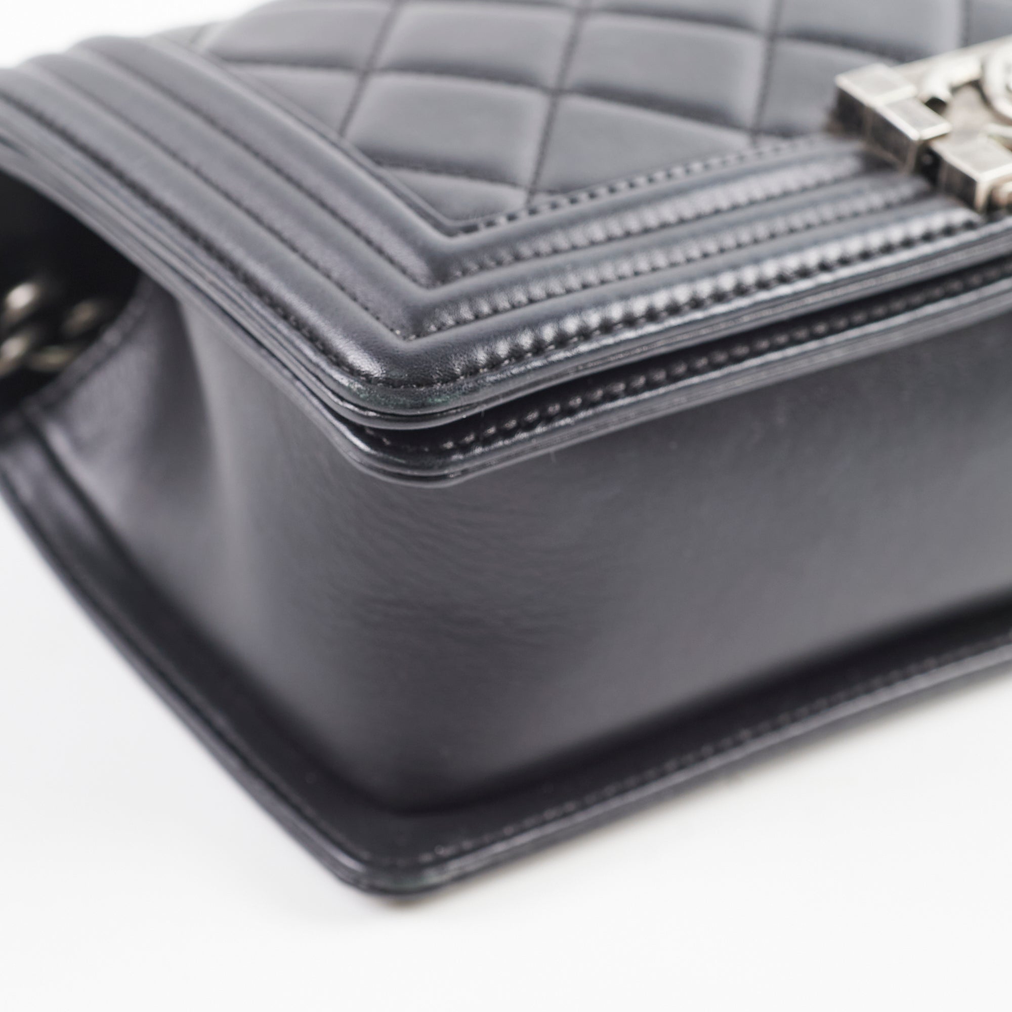 Chanel Old Medium Boy Black Leather Shoulder Bag - Classic Series 19 | Luxury Designer Handbag for Women | Perfect for Evening Events, Parties & Special Occasions