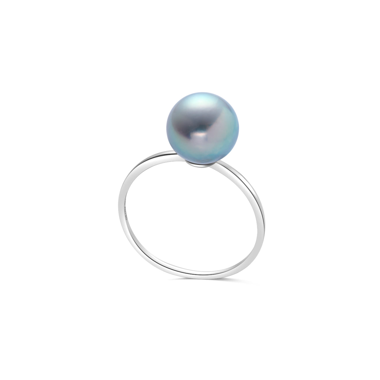 18K Gold Silver Blue Akoya Pearl Ring KR00105 - Elegant Pearl Jewelry for Women, Perfect for Weddings, Anniversaries & Special Occasions