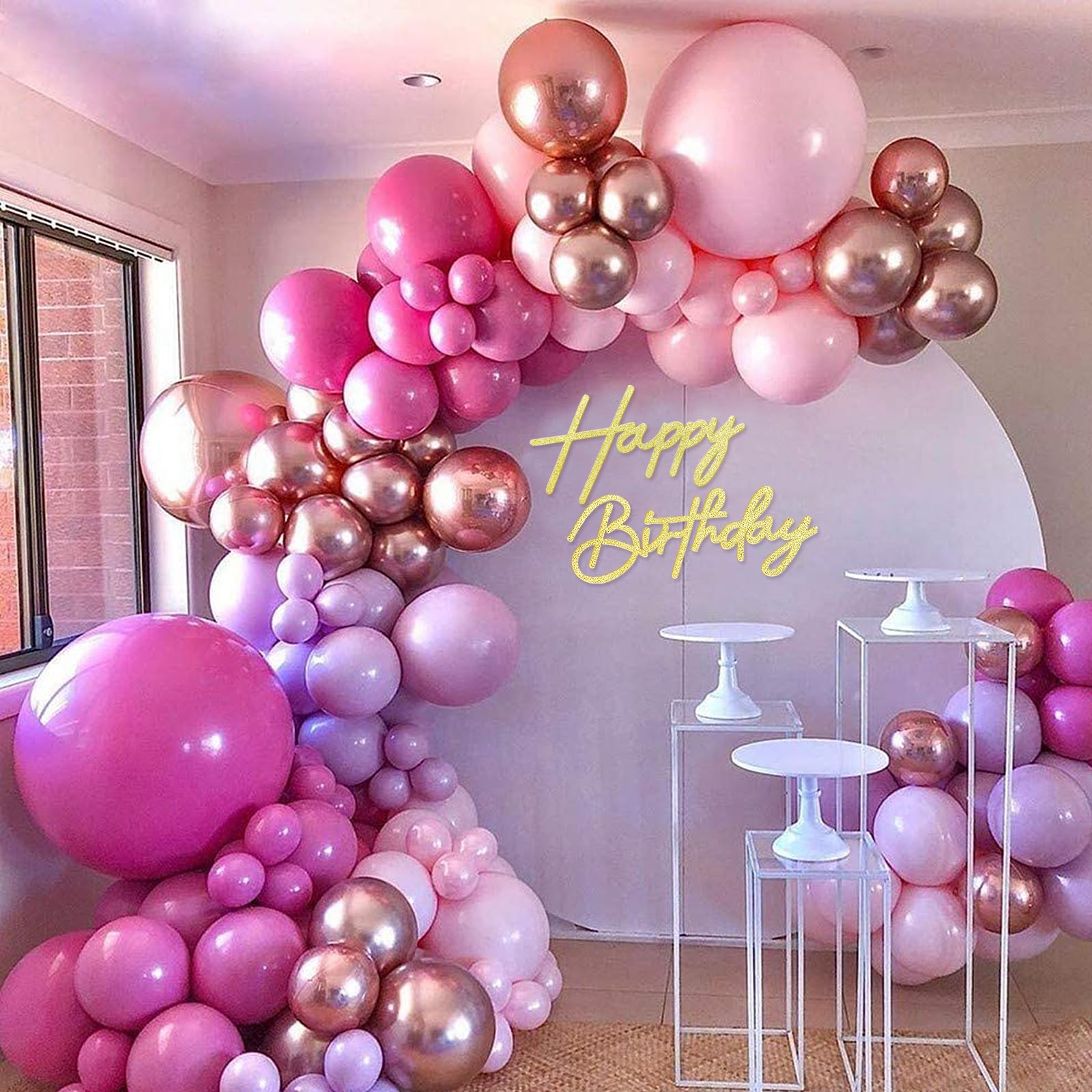 Glitter Felt Happy Birthday Sign for Party Backdrop - Gold Letter Banner for Balloon Arch Decorations, Baby Shower & Birthday Celebrations | Perfect for Wall Decor, Photo Booth Backgrounds and Event Styling