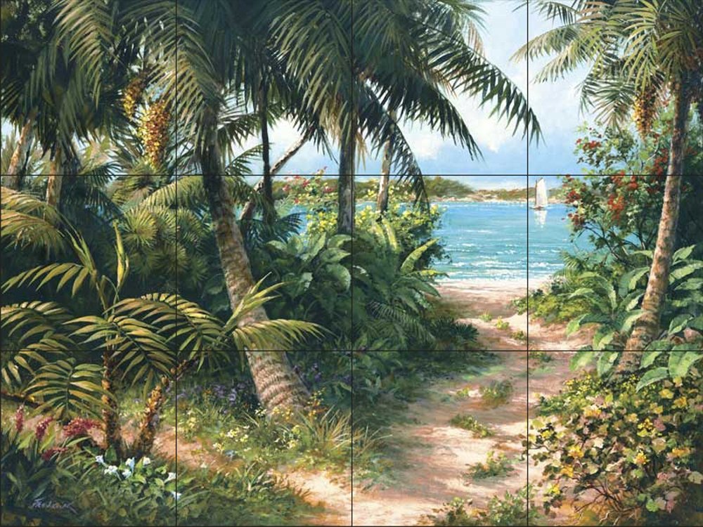 Bahama Sail Tile Mural Kitchen Backsplash - Waterproof Peel & Stick Wall Decor by Art Fronckowiak - Perfect for Kitchen Remodeling, Bathroom Accent Walls & Home Decor