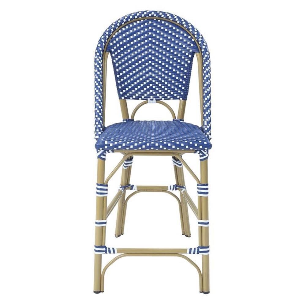 Furniture of America REO Aluminum Patio Counter Dining Chairs in Blue (Set of 2) - Outdoor Bar Stools for Backyard, Poolside & Garden Dining