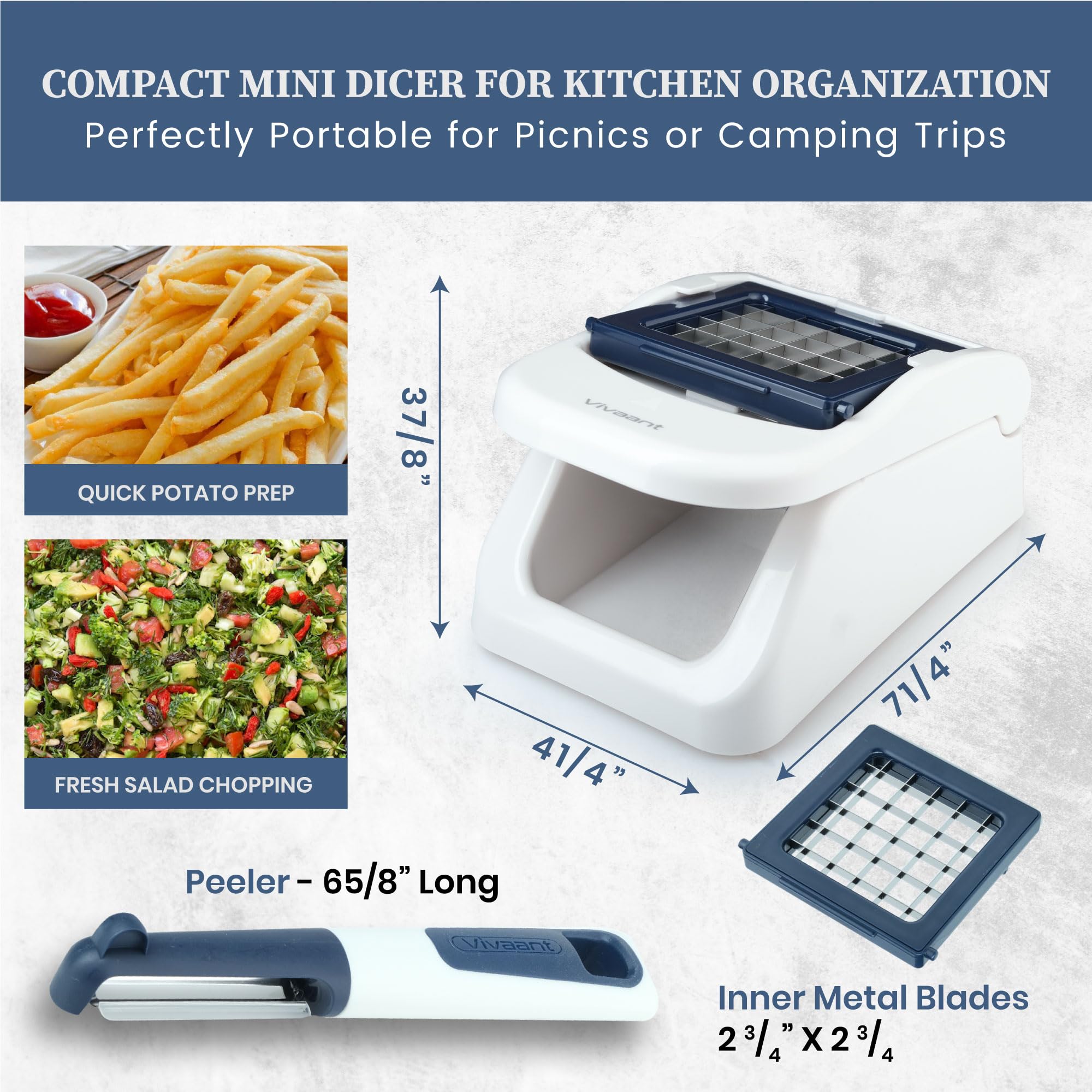 Compact Mini Dicer - Quick & Easy Vegetable Chopper for Onions, Carrots & Small Veggies | Manual Hand Cutter for Dicing & Cubing | Perfect for Meal Prep, Salads & Cooking
