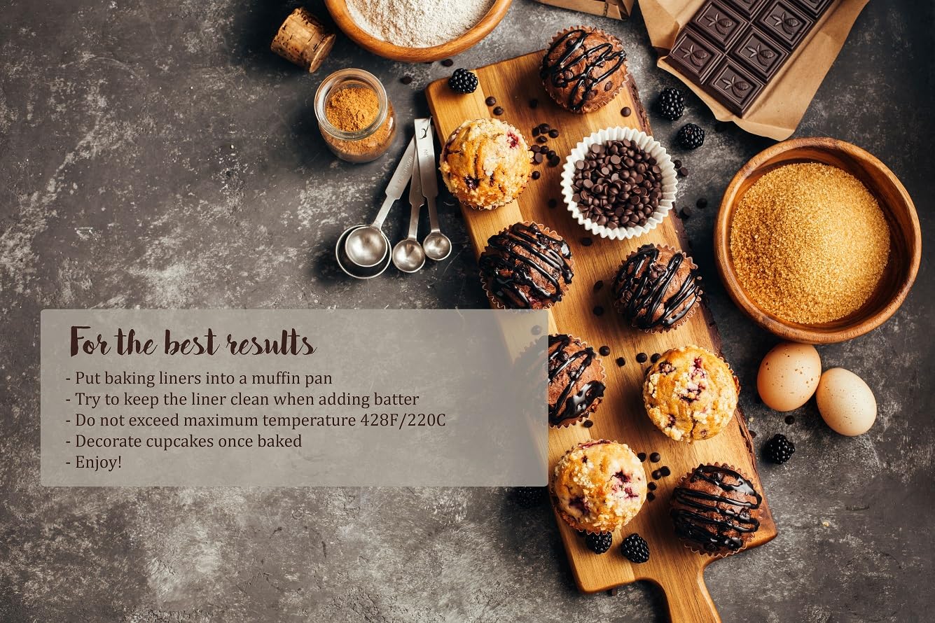 SimpleGood Brown Medium Size Tulip Baking Cups - 100 Pack Greaseproof Cupcake & Muffin Liners for Perfect Baking | Ideal for Parties, Weddings, and Home Baking