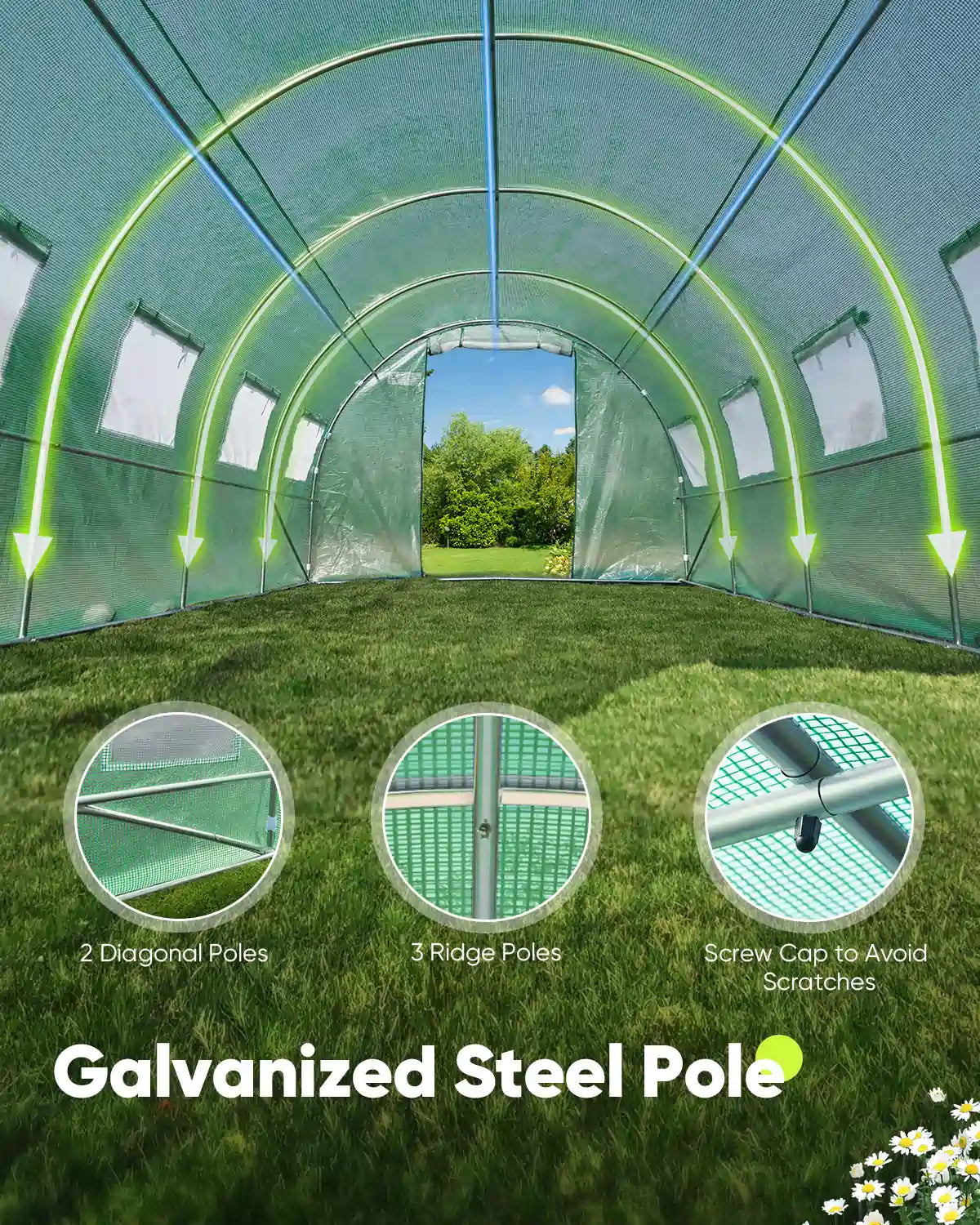 20' x 10' x 7' Heavy Duty Large Greenhouse Kit for Outdoor Gardening - Perfect for Growing Vegetables, Flowers & Plants All Year Round
