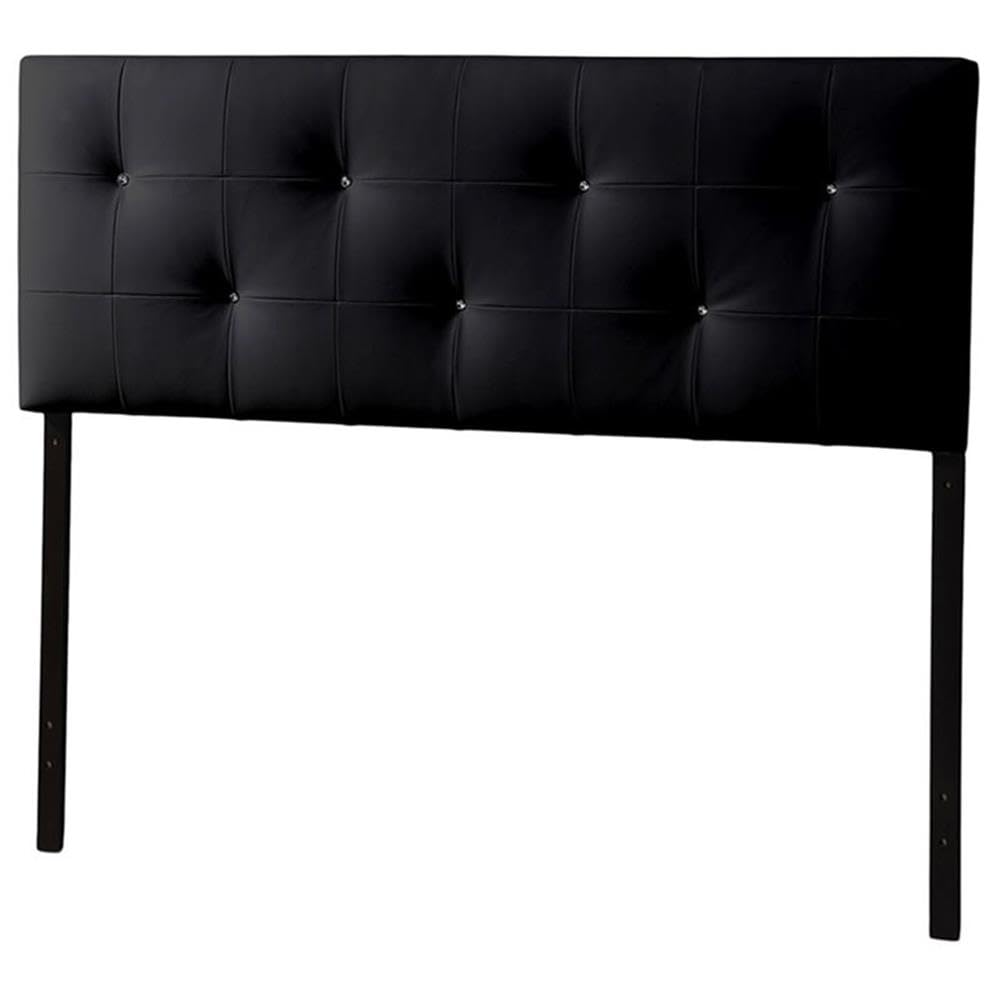 Allora Modern Faux Leather Tufted Queen Size Panel Headboard in Black - Luxury Bedroom Decor for Master Bedroom & Guest Room
