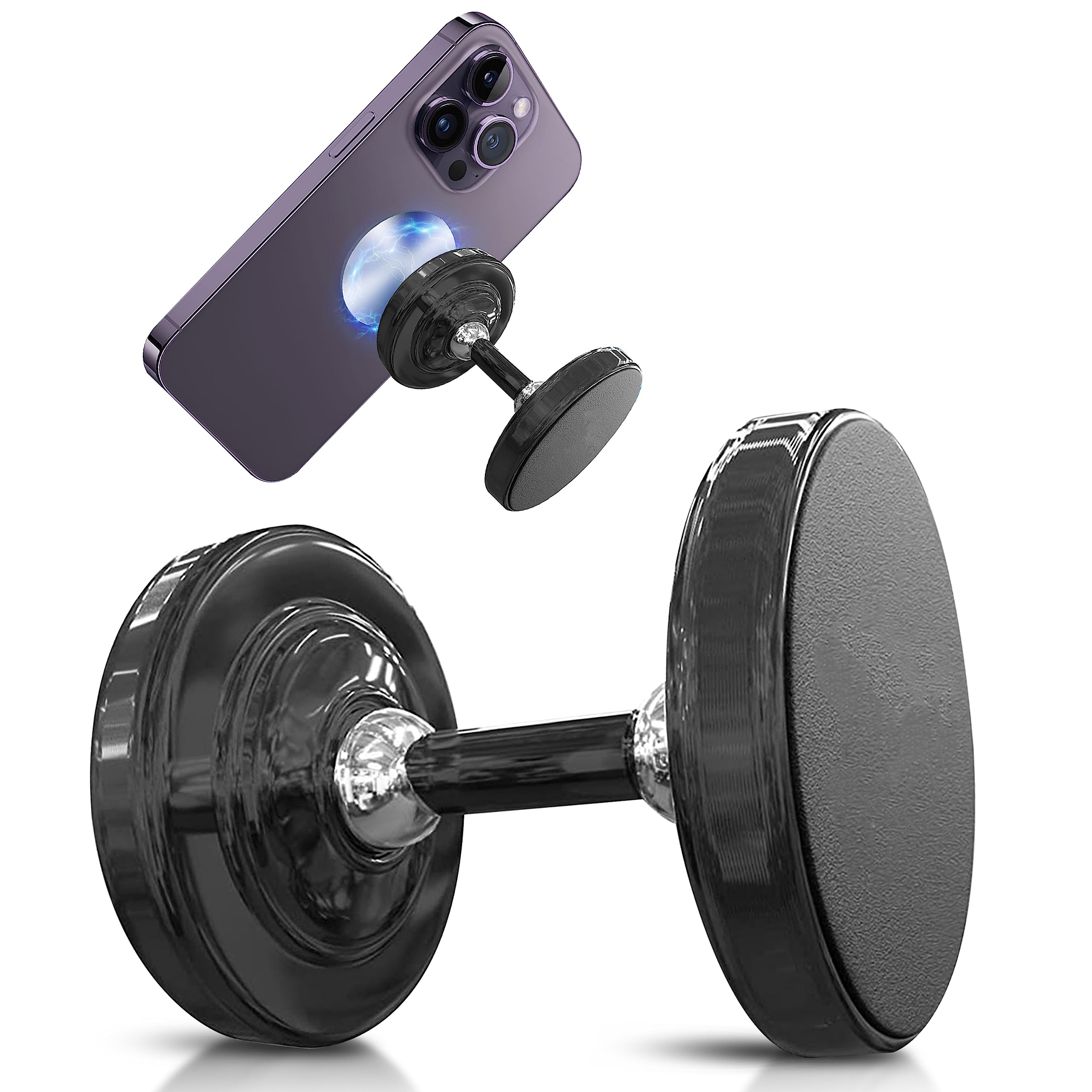 Dual Gym Magnetic Phone Holder - Strong Magnetic Mount for Any Metal Surface | Secure Phone Stand for Gym, Workouts & Fitness | Ideal for Mobile Videos, Pictures & Content Creators | Perfect for Vlogging, Live Streaming & Home Office Use