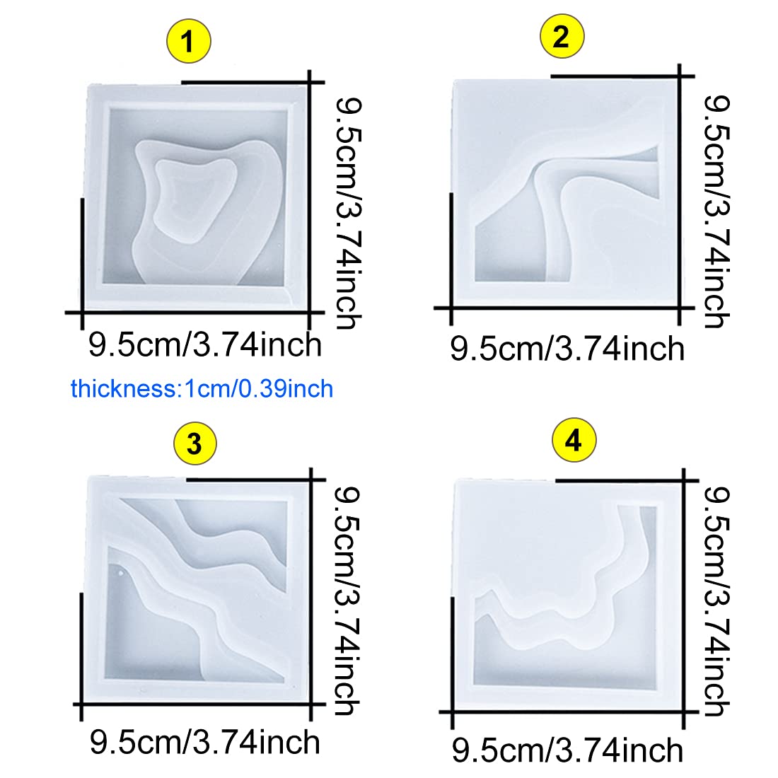 Voyyphixa 4-Piece Square Silicone Resin Coaster Molds for DIY Epoxy Resin Projects - Perfect for Making Sea Cup Mats, Candle Holders, Soap Dishes & Home Decor (Island Themed Coasters) - Ideal for Crafting, Home Decor & Gift Making