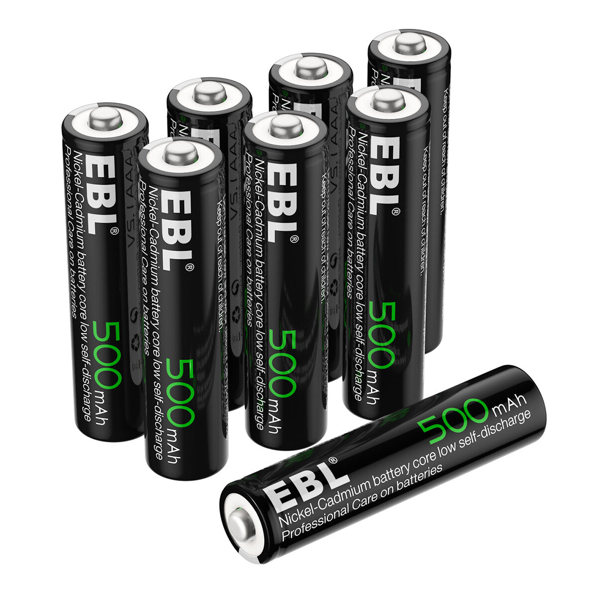 EBL AAA Ni-Cd Rechargeable Batteries 1.2V 500mAh - Long Lasting Power for Toys, Flashlights & Electronics | Eco-Friendly Rechargeable Battery Pack