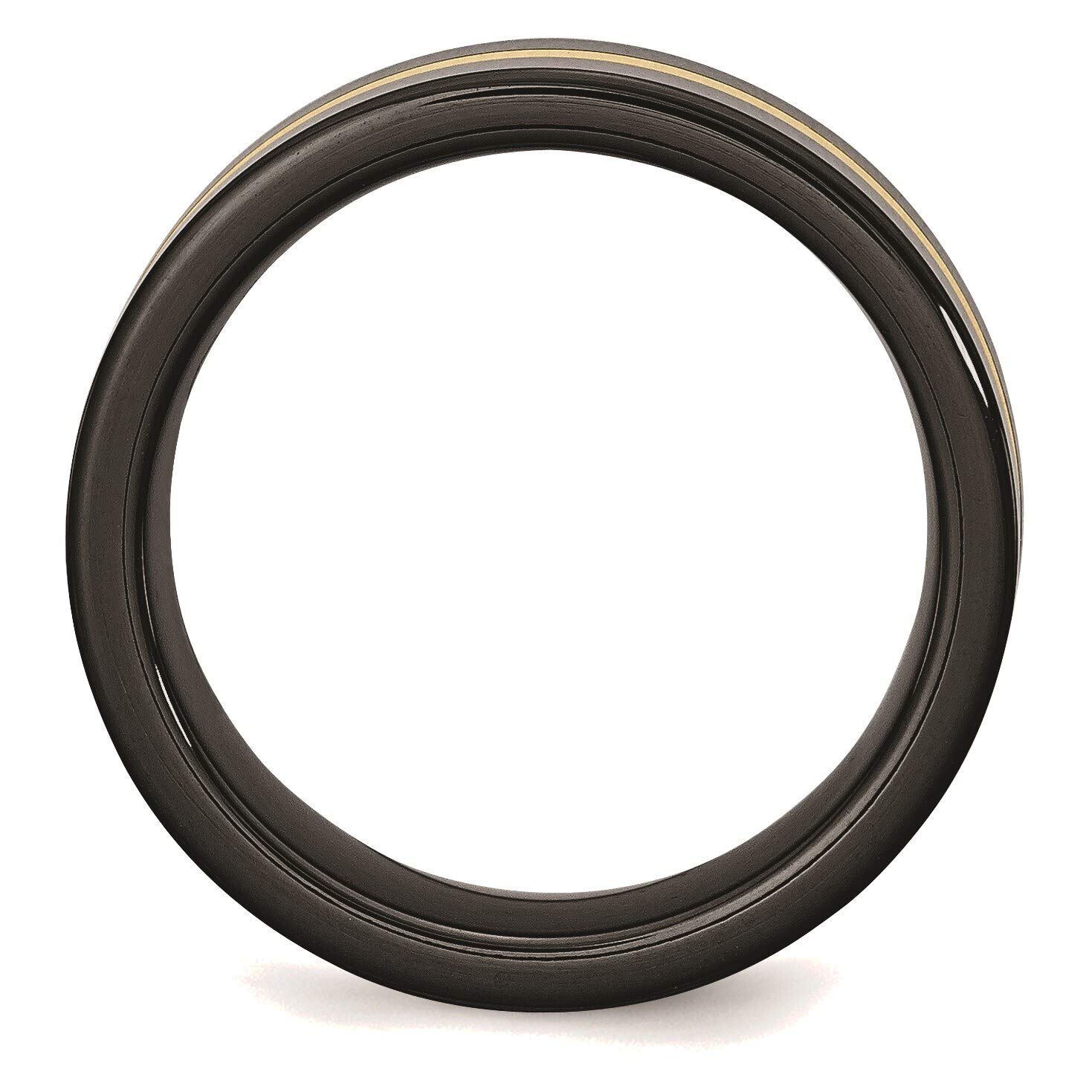 Bonyak 14k Gold Inlaid Black Ceramic Ring - 8mm Polished Band, Size 12.5 - Perfect for Weddings, Anniversaries & Luxury Gifts