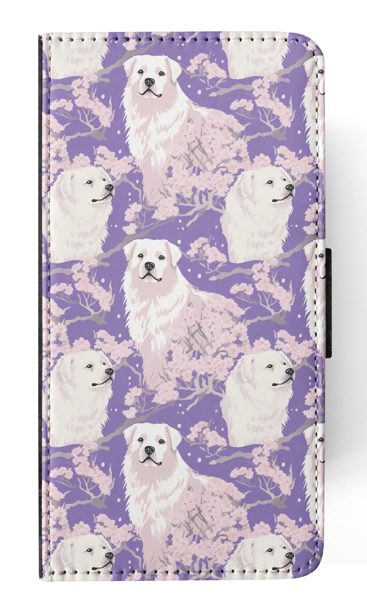 Cute Pyrenean Mastiff Puppy Dog Pattern Faux Leather Flip Wallet Phone Case for Apple iPhone 11 - Stylish & Protective Cover for Everyday Use, Travel, and Work