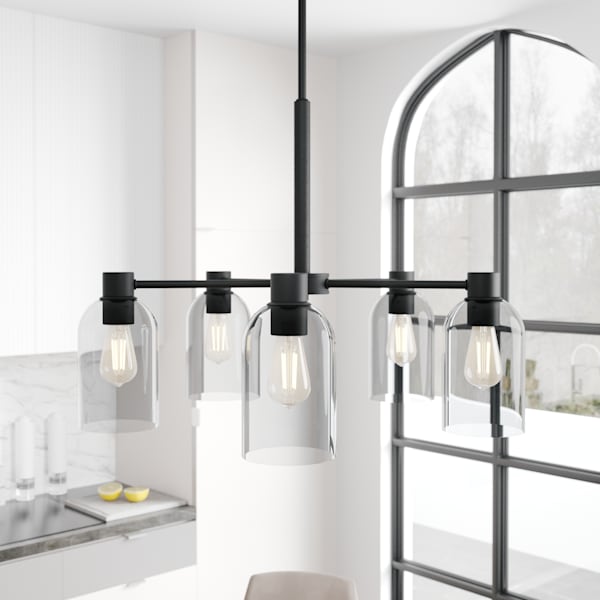 Hunter Lochemeade 5-Light Chandelier in Natural Iron - Rustic Farmhouse Ceiling Lighting Fixture for Dining Room, Living Room & Bedroom