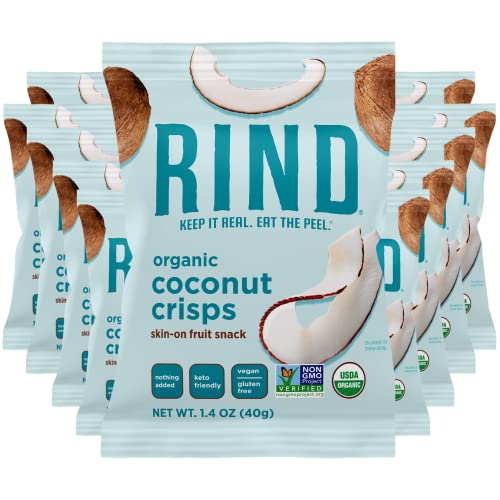 Keto Paleo Coconut Crisps - Unsweetened Dried Fruit Snacks, 1.4oz (Pack of 12) | High Fiber Keto Snacks for On-the-Go