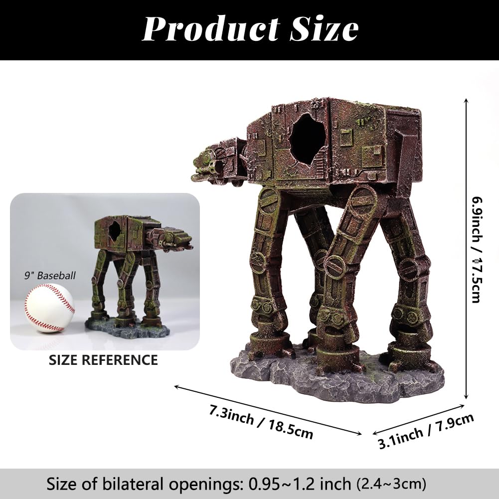 Star Wars AT-AT Fish Tank Decor - Aquarium Accessories for Betta Fish to Sleep, Rest, Hide & Play | Perfect for Home & Office Aquariums