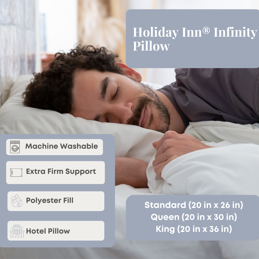 Holiday Inn® Infinity Pillow - Extra Firm Support for Neck and Back Pain Relief - Perfect for Travel, Home, and Office Use