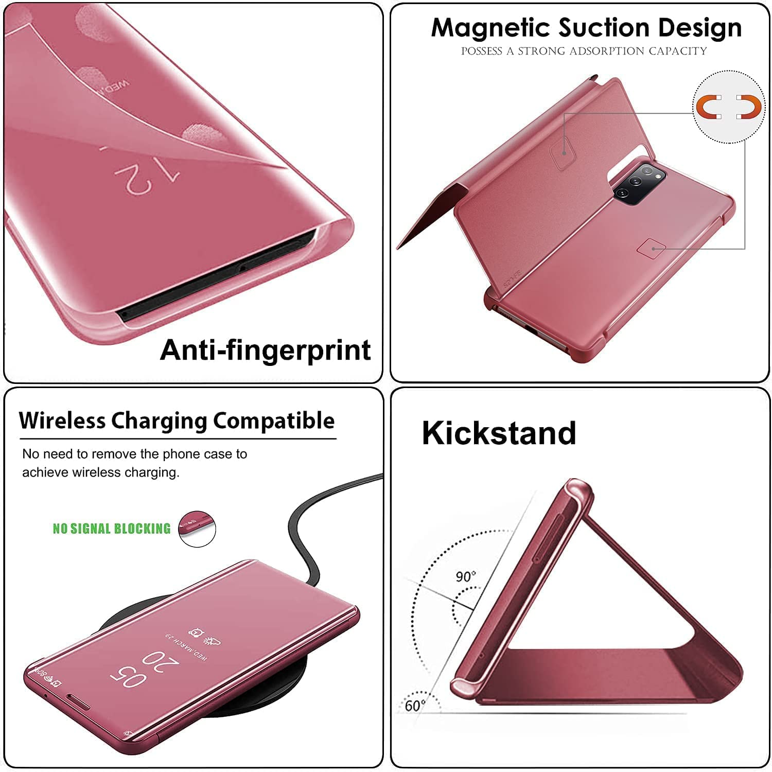 Premium Mirror Flip Case for iPhone 11 Pro Max - Rose Gold Stand Cover with Shockproof Protection | Stylish PC/PU Translucent Design | Perfect for Work, Travel & Everyday Use