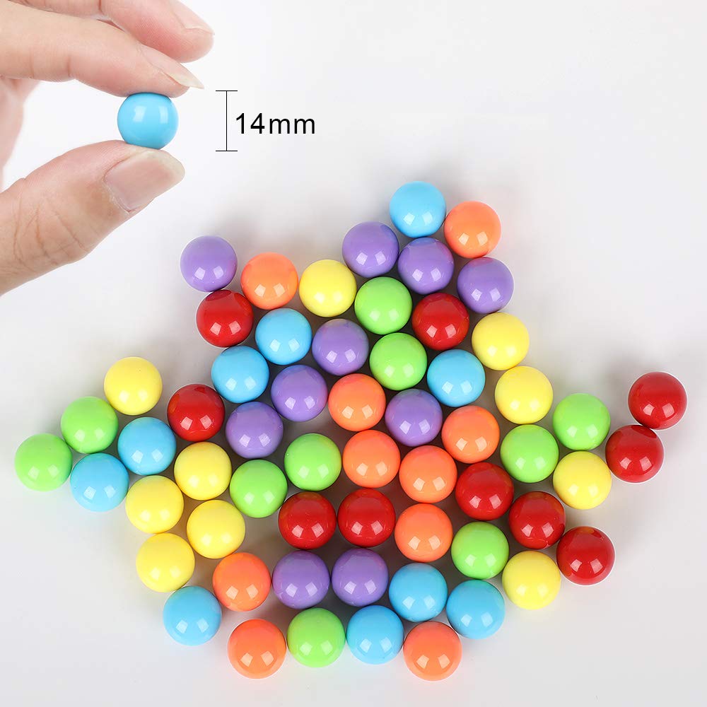 60pcs Chinese Checker Game Replacement Balls - 6 Solid Color 14mm Acrylic Game Marbles for Marble Run, Board Games & Traditional Marble Games - Perfect for Family Game Night, Kids Playtime & Educational Activities
