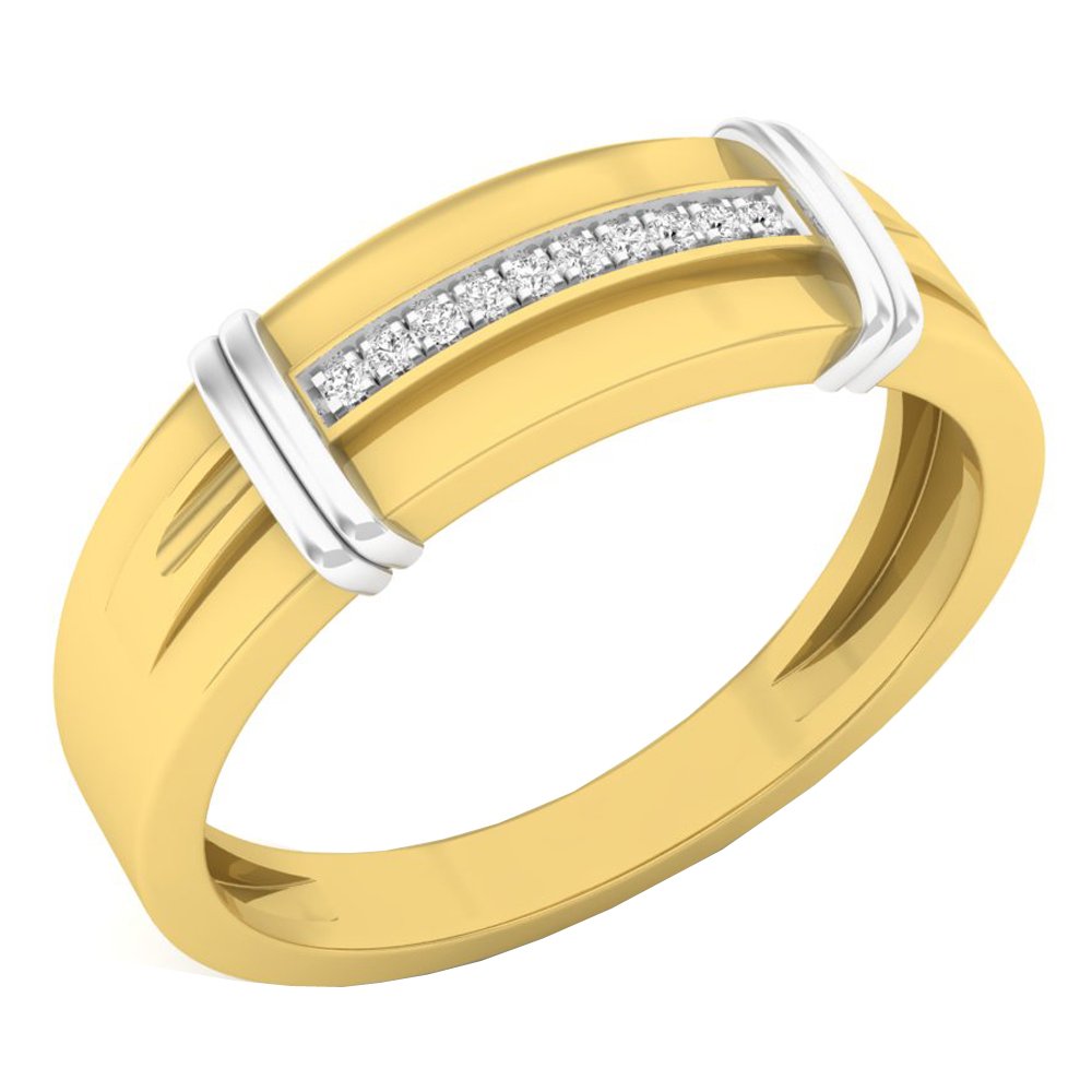 Dazzlingrock 10K Yellow Gold Men's Wedding Band with 0.05cttw Round White Diamonds - Elegant Solid Gold Ring for Engagement, Anniversary & Special Occasions