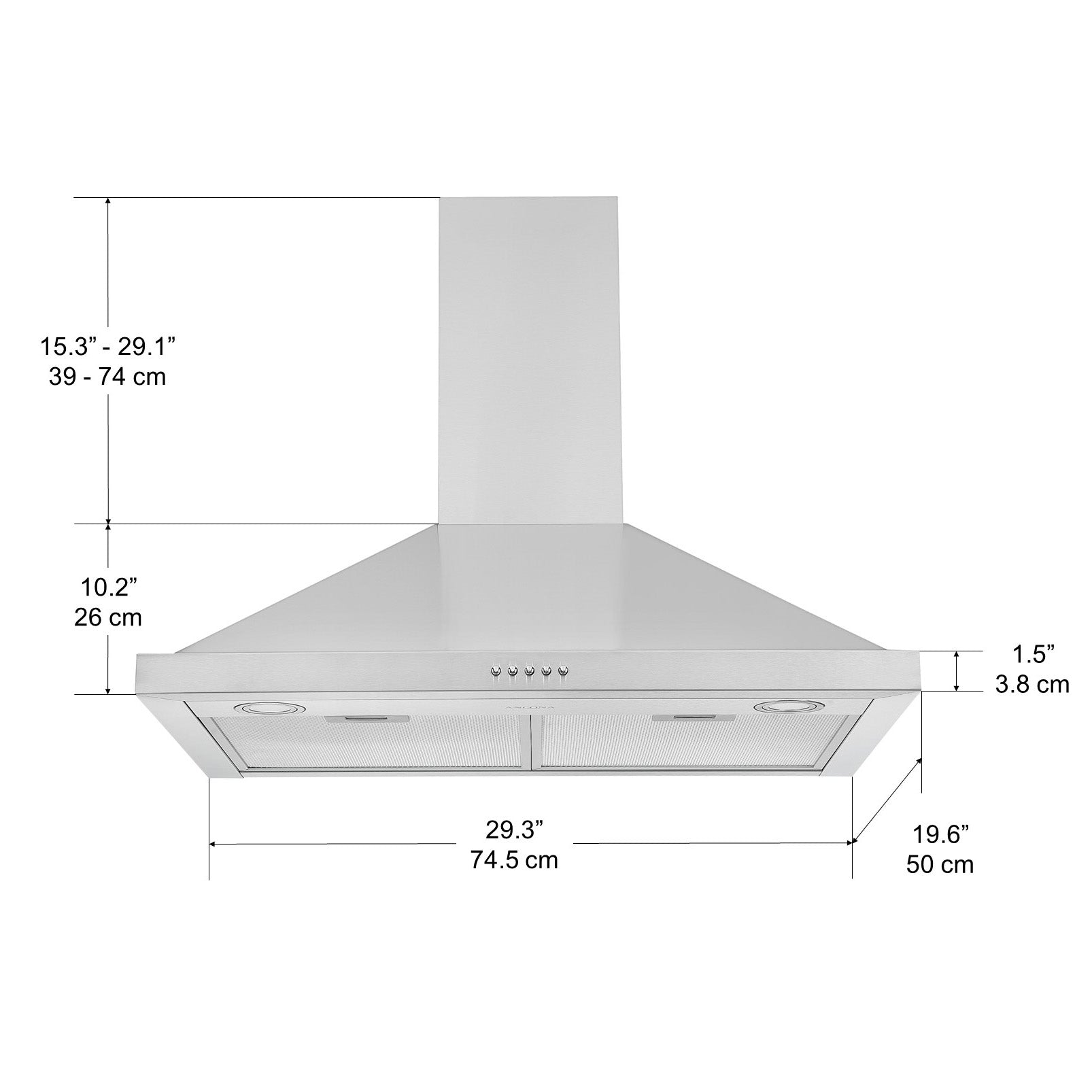 30 Inch Stainless Steel Convertible Wall Mount Pyramid Range Hood - Powerful Kitchen Ventilation for Cooking, Grilling & Baking