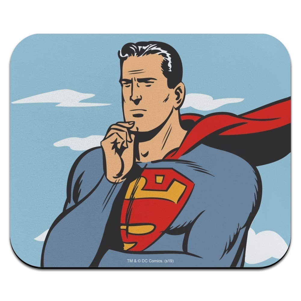 Superman Thinking Low Profile Thin Mouse Pad - Gaming & Office Desk Mat for PC, Laptop, Workstation - Non-Slip Rubber Base for Smooth Mouse Control
