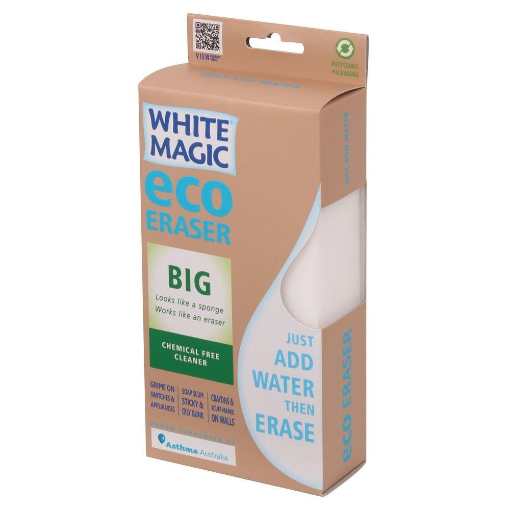 White Magic Big Eraser Sponge - Extra Large Cleaning Sponge for Kitchen, Bathroom, Walls & More - Removes Tough Stains & Scuffs Easily