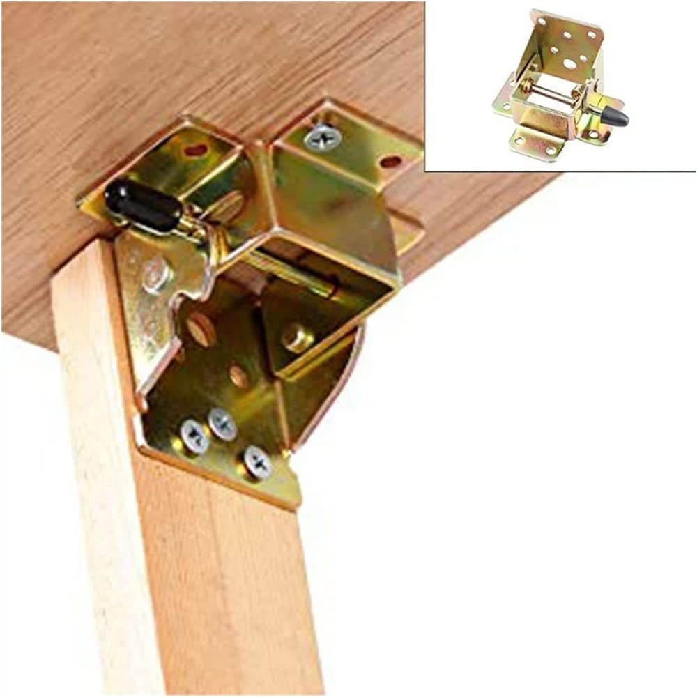 BAZAC 4-Pack Folding Chair Leg Hinges with Auto-Locking Mechanism - Heavy Duty Iron Hinges for DIY Chair Repair, Industrial Garage Storage, and Bed Leg Replacement | Perfect for Home Furniture Restoration and Workshop Projects