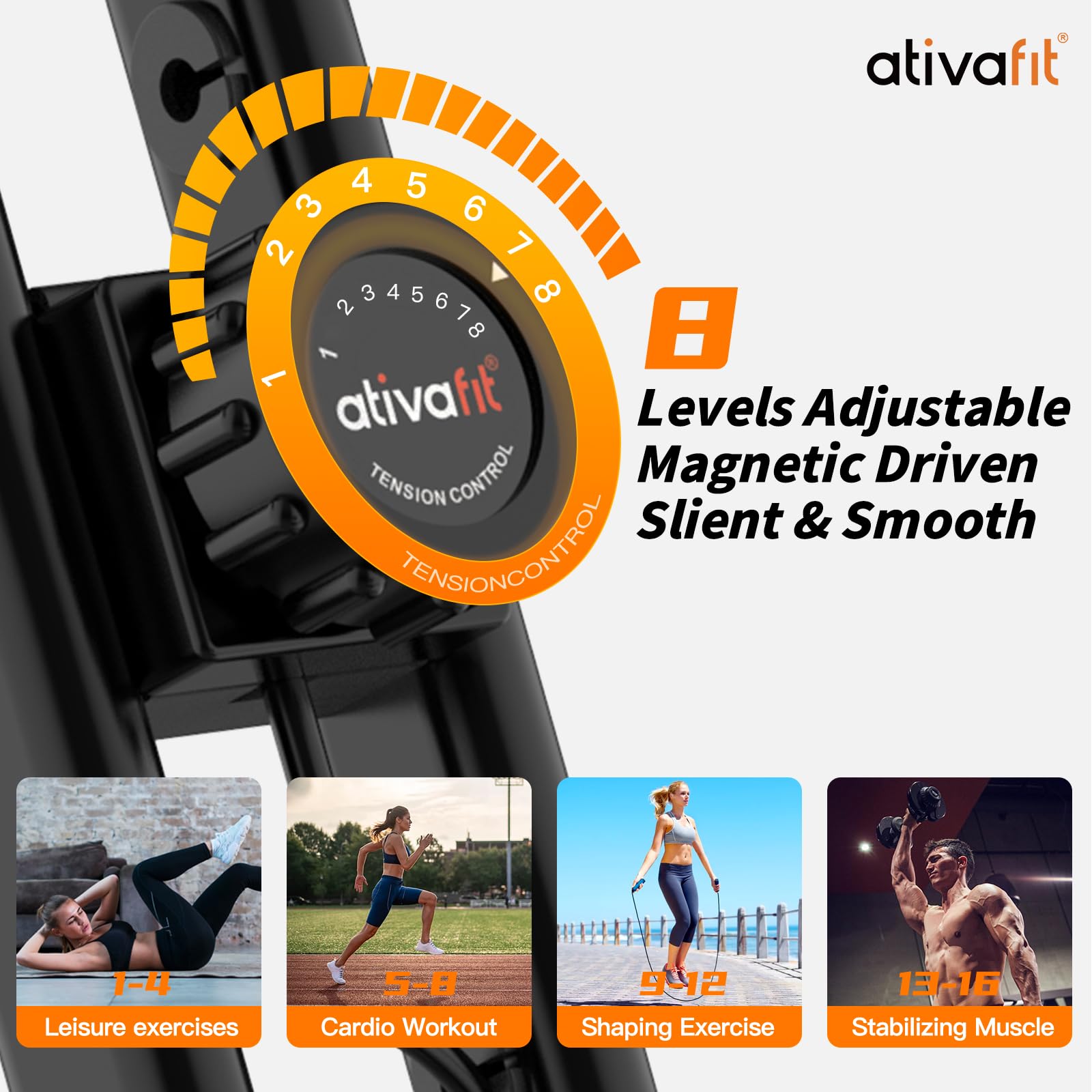 ATIVAFIT Foldable Magnetic Exercise Bike - 3-in-1 Indoor Stationary Bike for Home Gym, Upright & Recumbent Workout (Black) | Perfect for Small Spaces, Cardio Training & Low-Impact Exercise